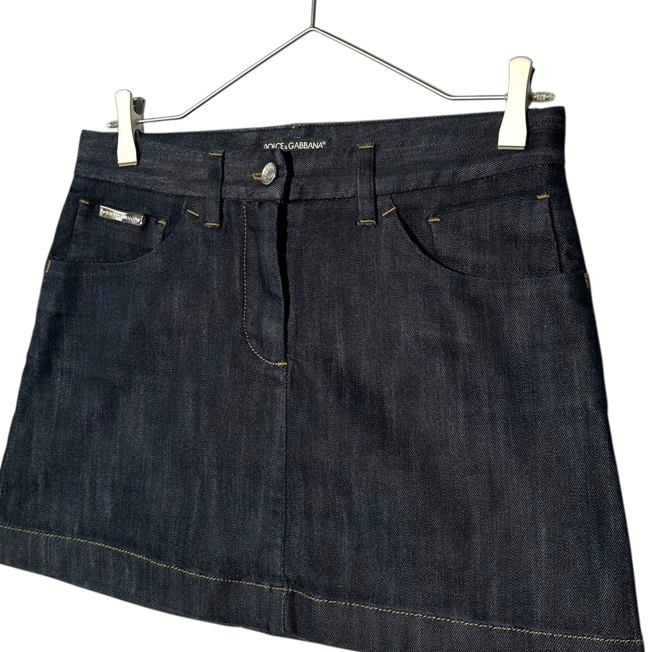 DOLCE&GABBANA(ドルチェ&ガッバーナドルガバ) Back Plate Denim Mini Skirt バックプレート デニム ミニ スカート F4B41D/G8473 38(M) インディゴ