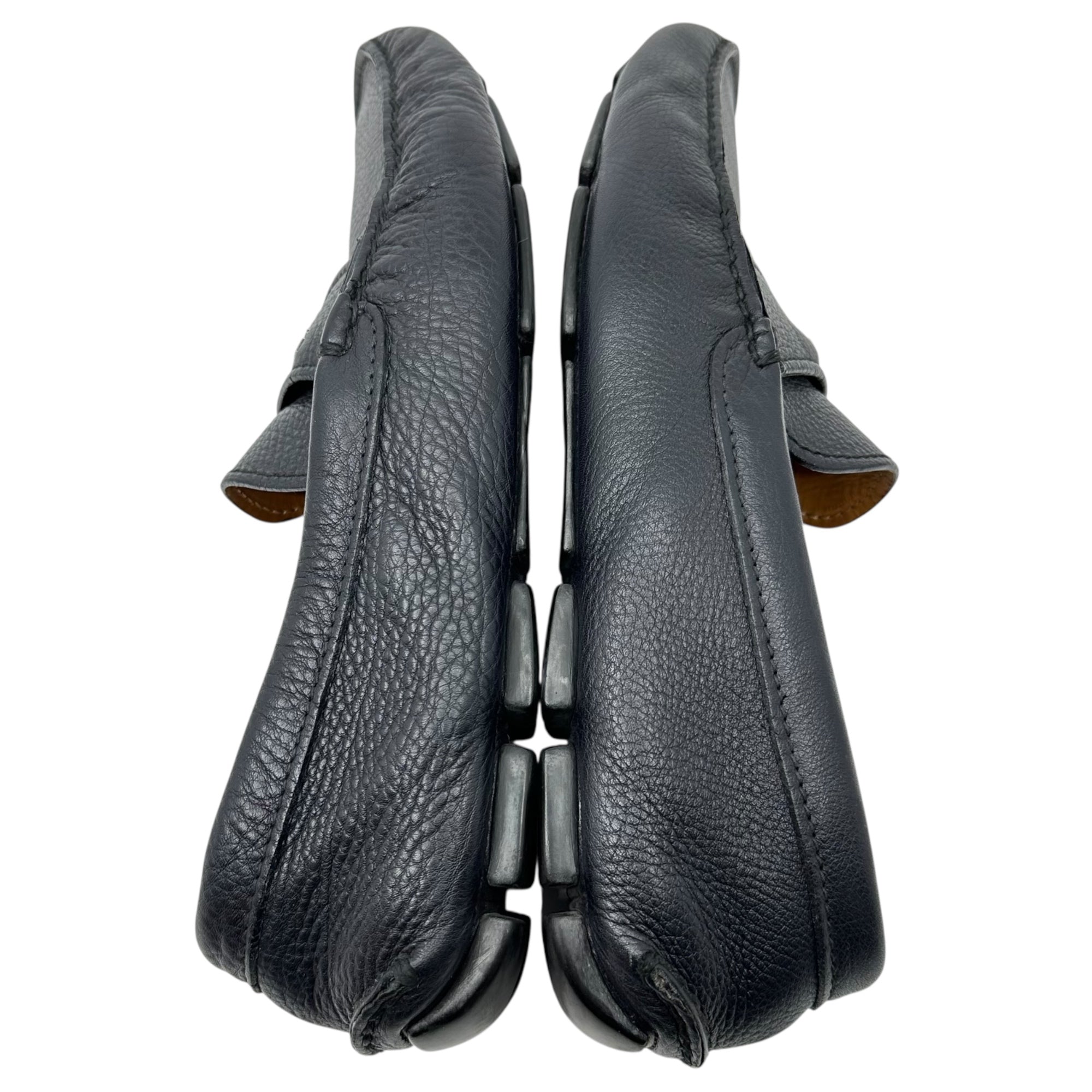 PRADA(プラダ) Emblem Logo Leather Driving Shoes エンブレム ロゴ レザー ドライビング シューズ 2170 7 1/2 2D(26.5cm程度) ダークネイビー ローファー