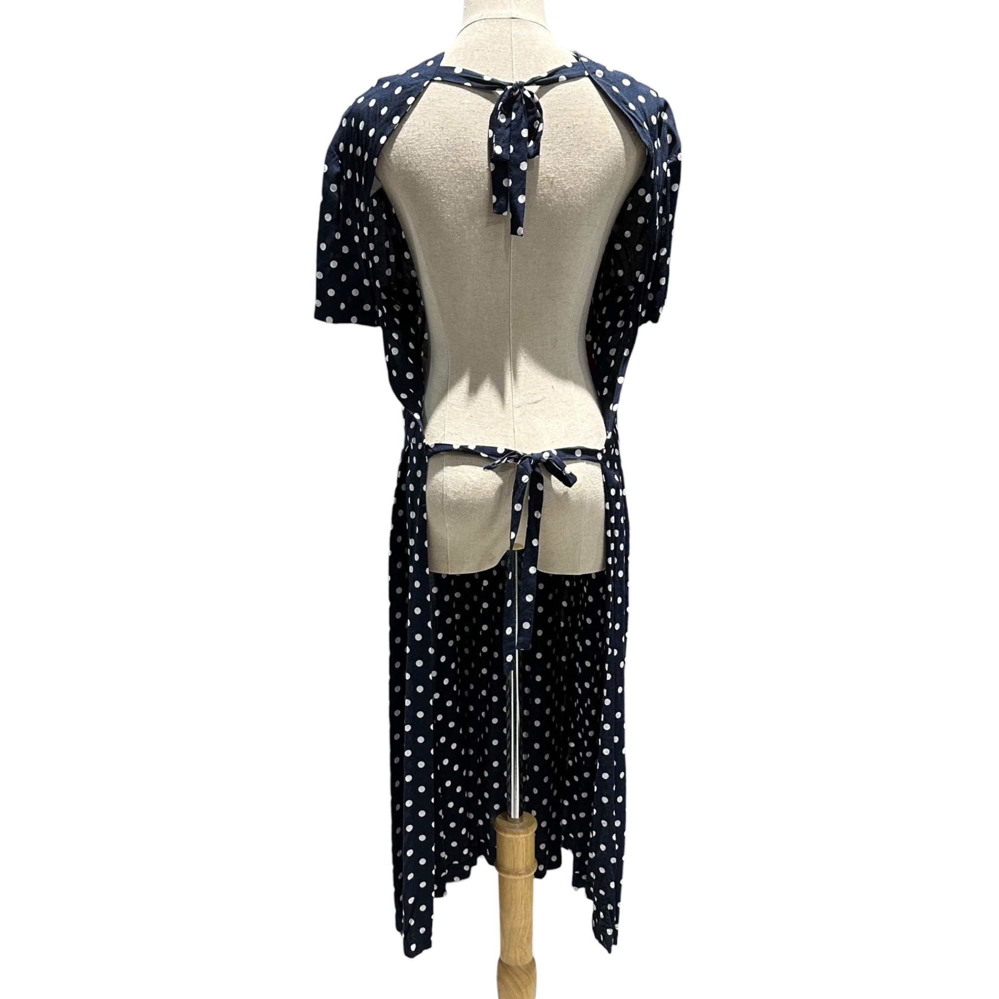 COMME des GARCONS COMME des GARCONS(コムデギャルソンコムデギャルソン) 14SS Polka Dot Apron Dress ドット柄 エプロン ワンピース RM-O023 M ネイビー×ホワイト AD2013