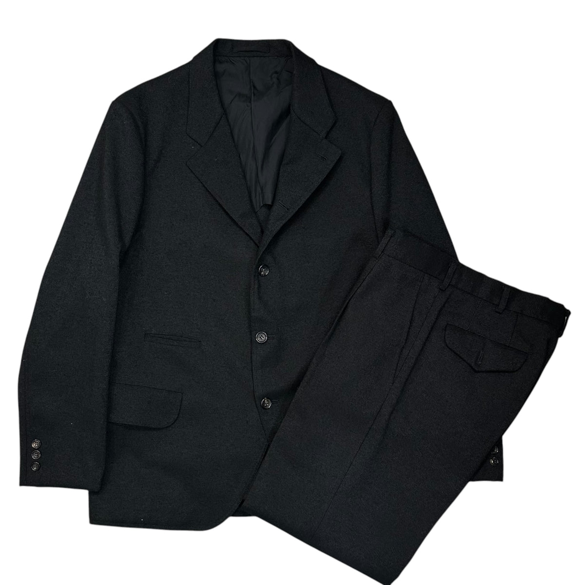COMME des GARCONS HOMME PLUS(コムデギャルソンオムプリュス) 1998SS New Natural Collection High-Density Polyester Suit Set ニューナチュラル期 高密度 ポリエステル セットアップ スーツ JKT:PJ-10002 BOTTOMS:PP10001 M ブラック AD1997