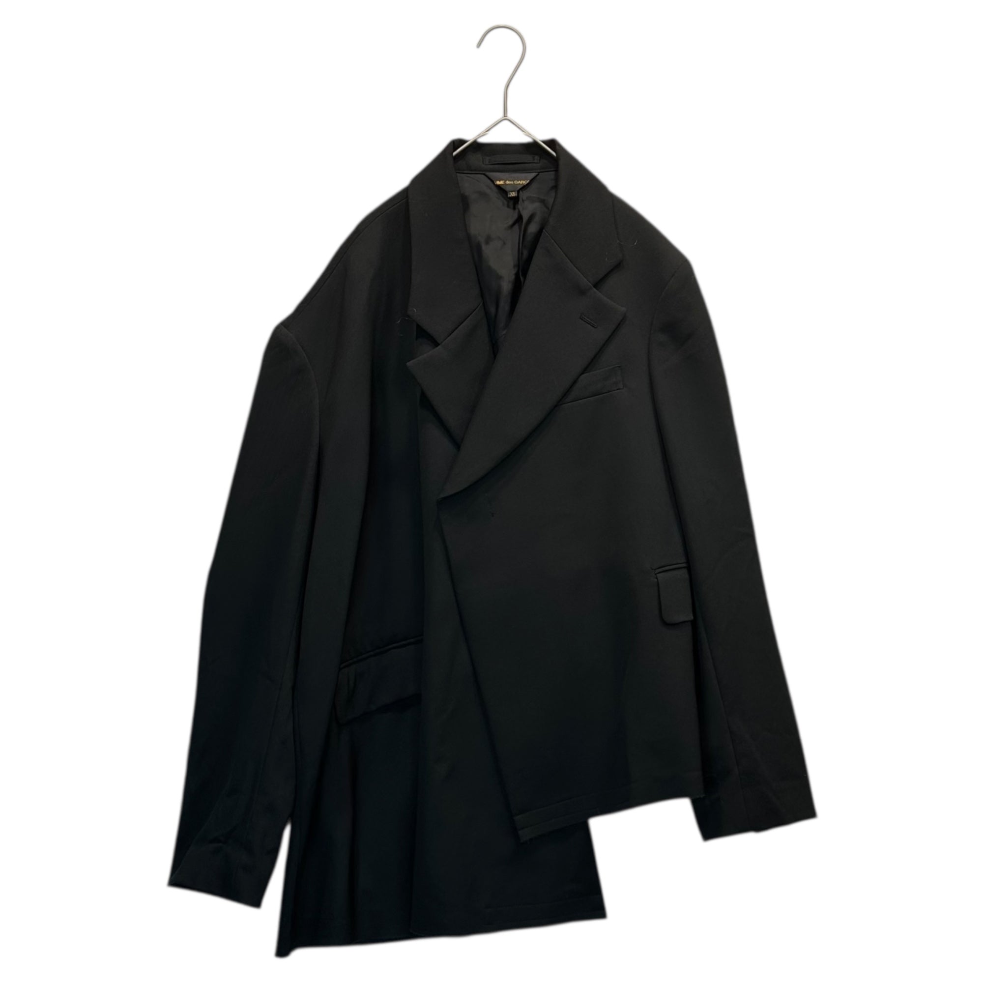 【SALE対象外】COMME des GARCONS(コムデギャルソン) 23SS Oversized Asymmetric Wool Jacket オーバーサイズ アシンメトリー ウール ジャケット GK-J032 XS ブラック AD2022 男性着用可能