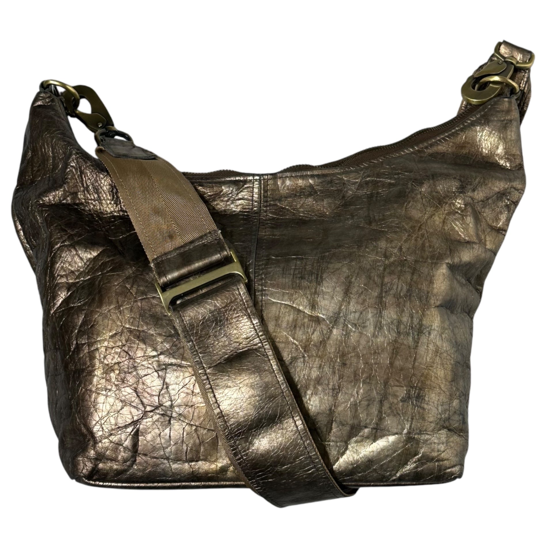 JAS-M.B.(ジャスエムビー) England made Gold coated leather shoulder bag イングランド製 ゴールド コーティング レザー ショルダー バッグ ゴールド