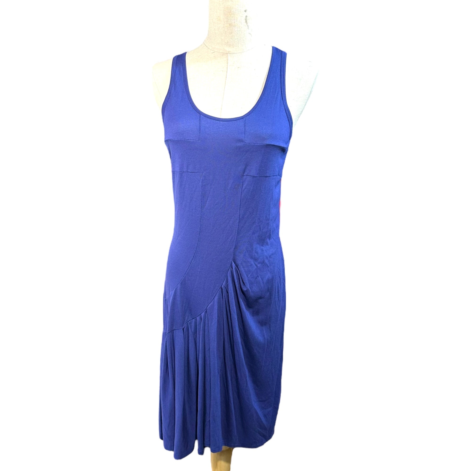 MARITHE FRANCOIS GIRBAUD(マリテフランソワジルボー) 00's Asymmetrical Gather Camisole Dress アシンメトリー ギャザー キャミソール ワンピース F6-9554 M ブルー Y2K ノースリーブ