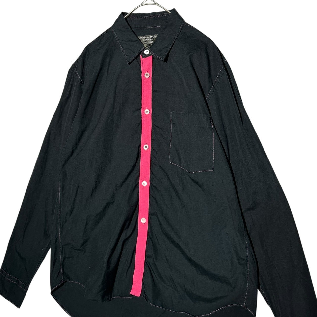 COMME des GARCONS HOMME PLUS EVER GREEN(コムデギャルソンオムプリュスエバーグリーン) 09AW Centerline Pink Stitch Long Sleeve Dress Shirt センターライン ピンクステッチ 長袖 ドレス シャツ PD-8298 XS ブラック×ピンク AD2009