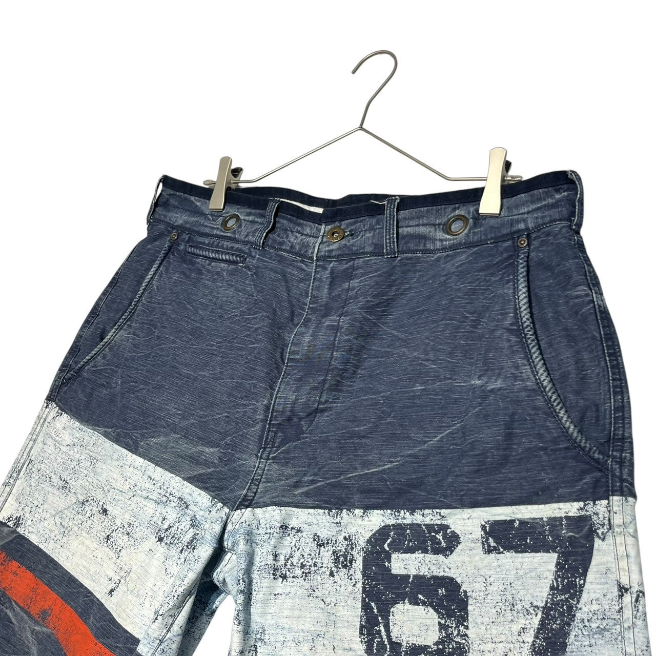 POLO RALPH LAUREN(ポロラルフローレン) 67 print vintage processing wide shorts 67プリント ヴィンテージ加工 ワイドショーツ 34 ネイビー ショート パンツ ハーフ