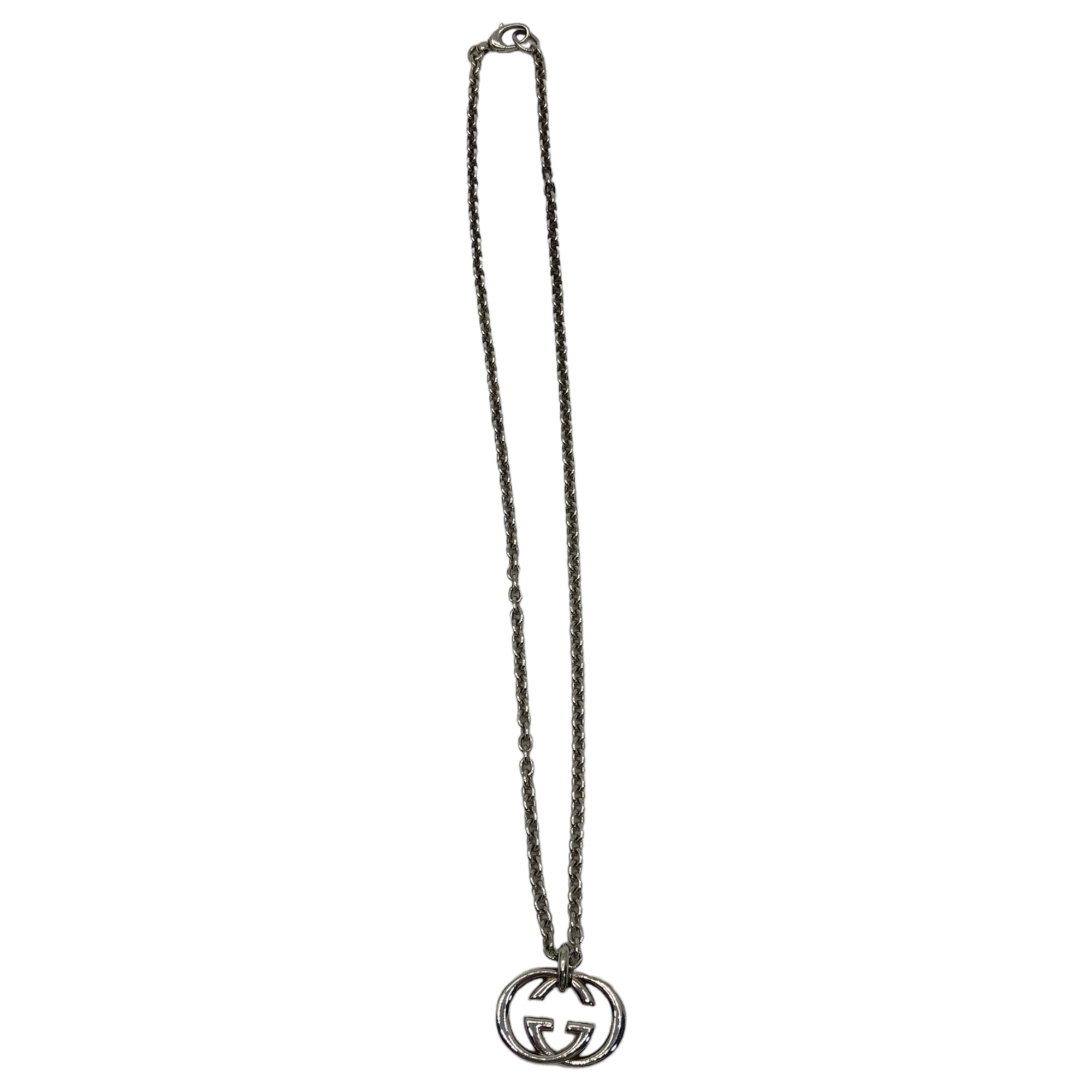 GUCCI(グッチ) INTERLOCKING インターロッキングG GG ロゴ ペンダント シルバー チェーン ネックレス 190484-J8400-8106 シルバー silver925 ☆503FI