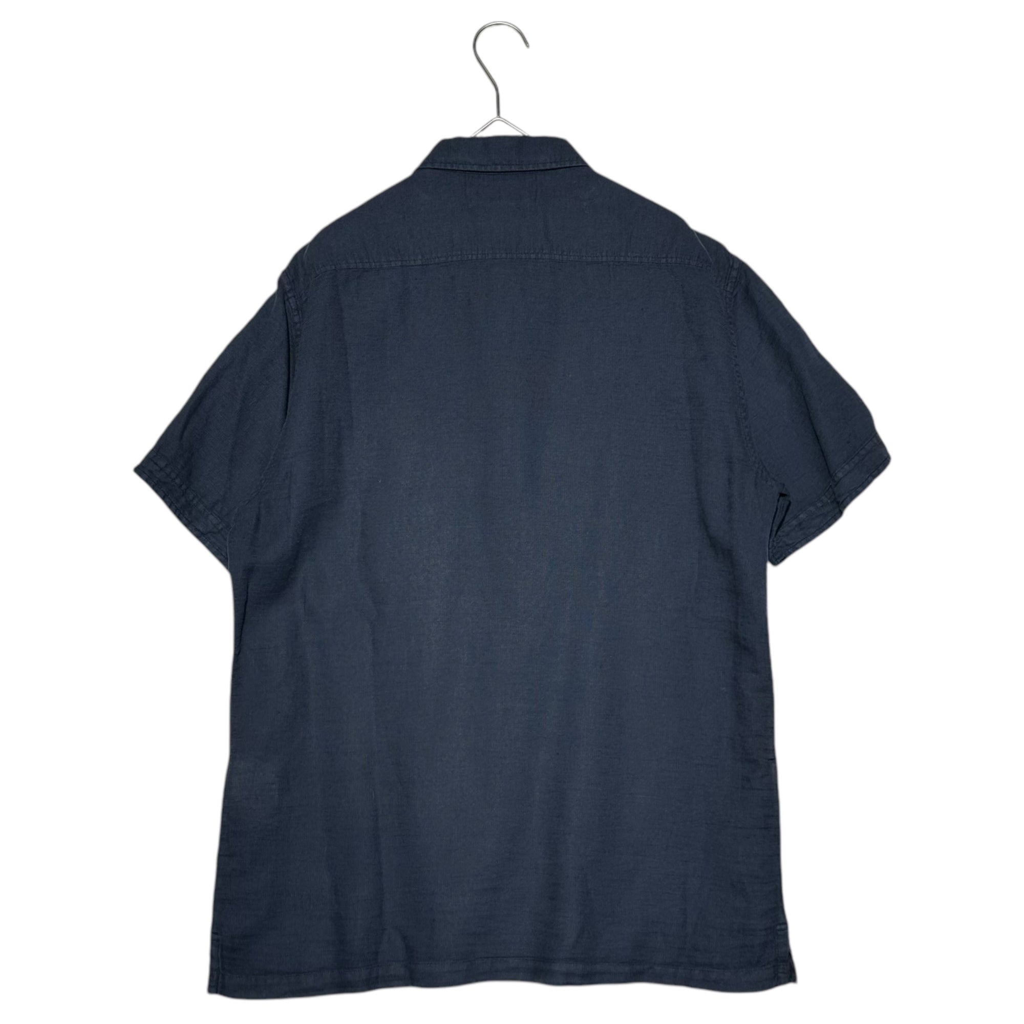 STONE ISLAND(ストーンアイランド) 13SS Front Logo Cotton Linen S/S Shirt フロント ロゴ コットン リネン 半袖 シャツ 581511704 M ネイビー