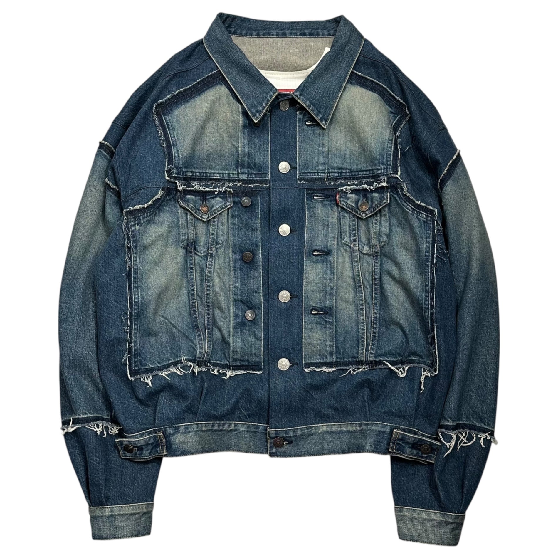 JUNYA WATANABE MAN×Levi's(ジュンヤワタナベマン×リーバイス) 25SS Cotton Denim Product Processing Customization 綿デニム 製品加工カスタマイズ Levi's Wネーム WO-J207 S インディゴ 再構築 ジャケット