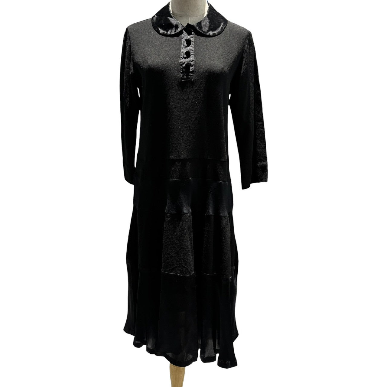 tricot COMME des GARCONS(トリココムデギャルソン) 09AW Product-dyed Mixed-fabric panel Pullover dress 製品染め 異素材切替 プルオーバー ワンピース TD-O017 M ブラック AD2009