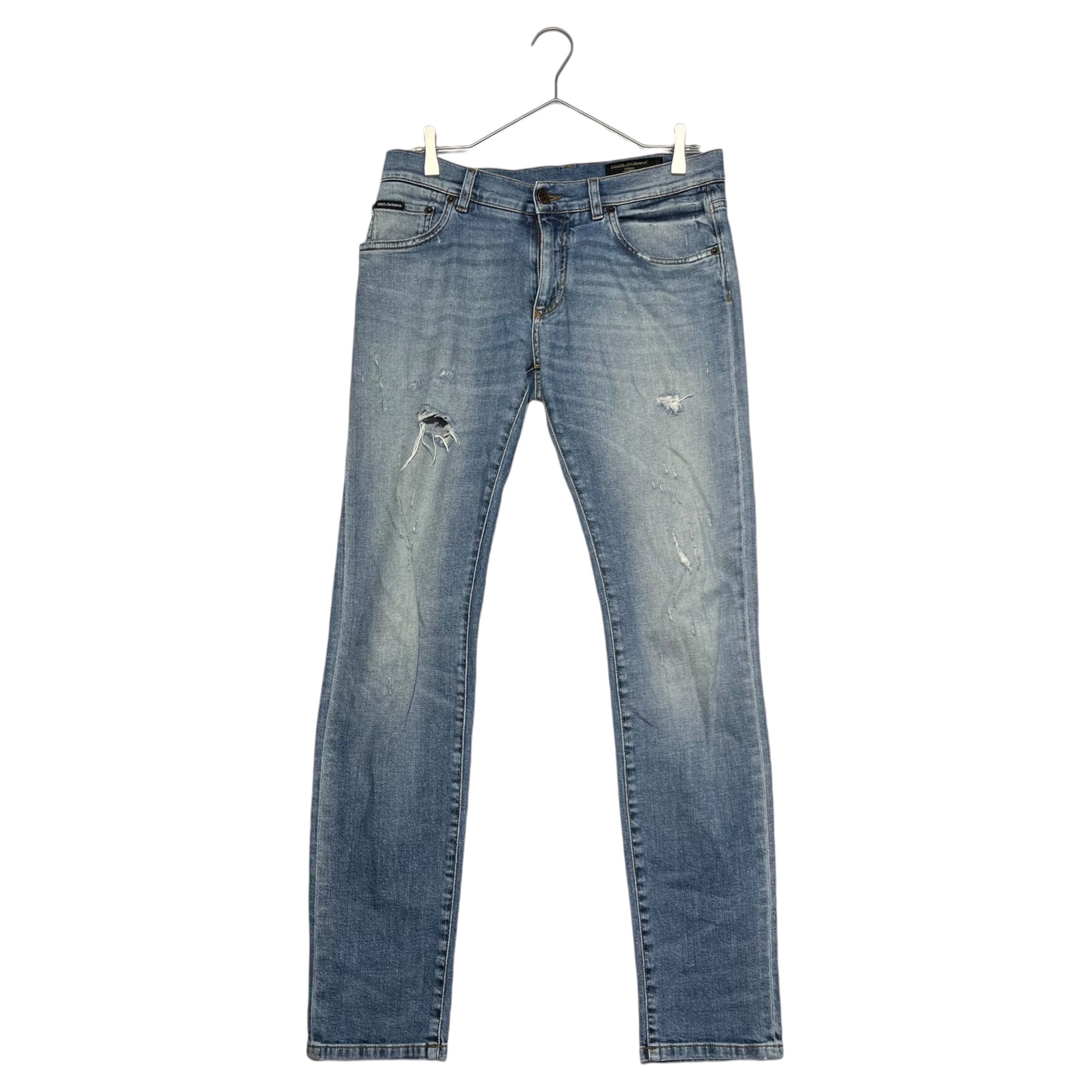 DOLCE&GABBANA(ドルチェ&ガッバーナドルガバ) Distressed skinny denim pants ダメージ加工 スキニー デニム パンツ GY07LD G8X98 48(L程度) ライトインディゴ