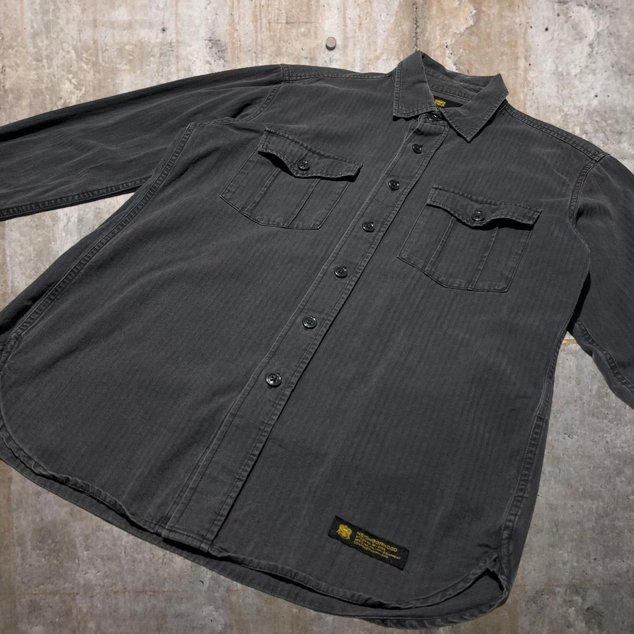 NEIGHBORHOOD(ネイバーフッド) ヘリンボーンワークシャツ 171SPNh-SHM03 L ブラック