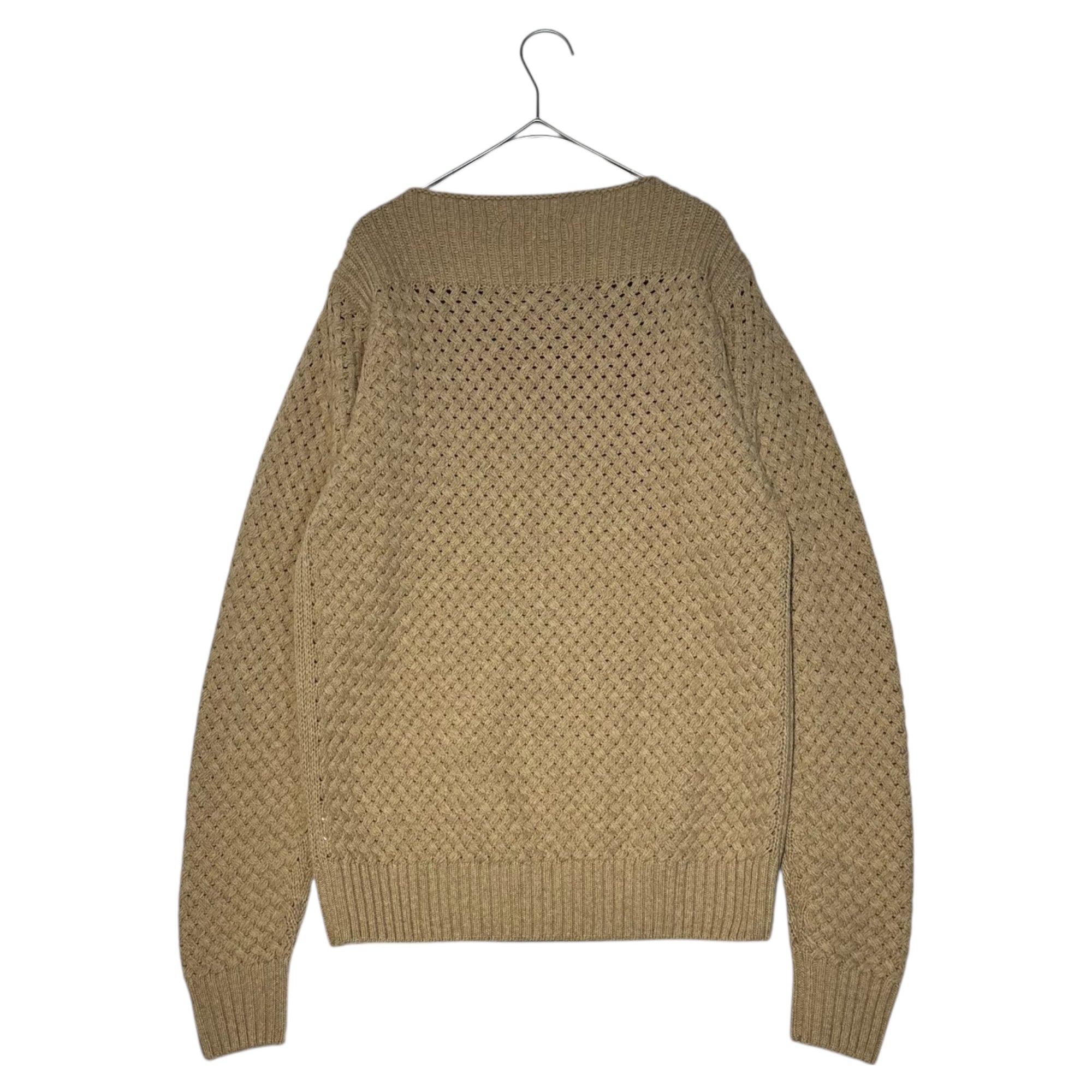 ZANONE(ザノーネ) Yak wool knitted boat neck sweater ヤク ウール 編み込み ボートネック ニット 46(S程度) ベージュ イタリア製
