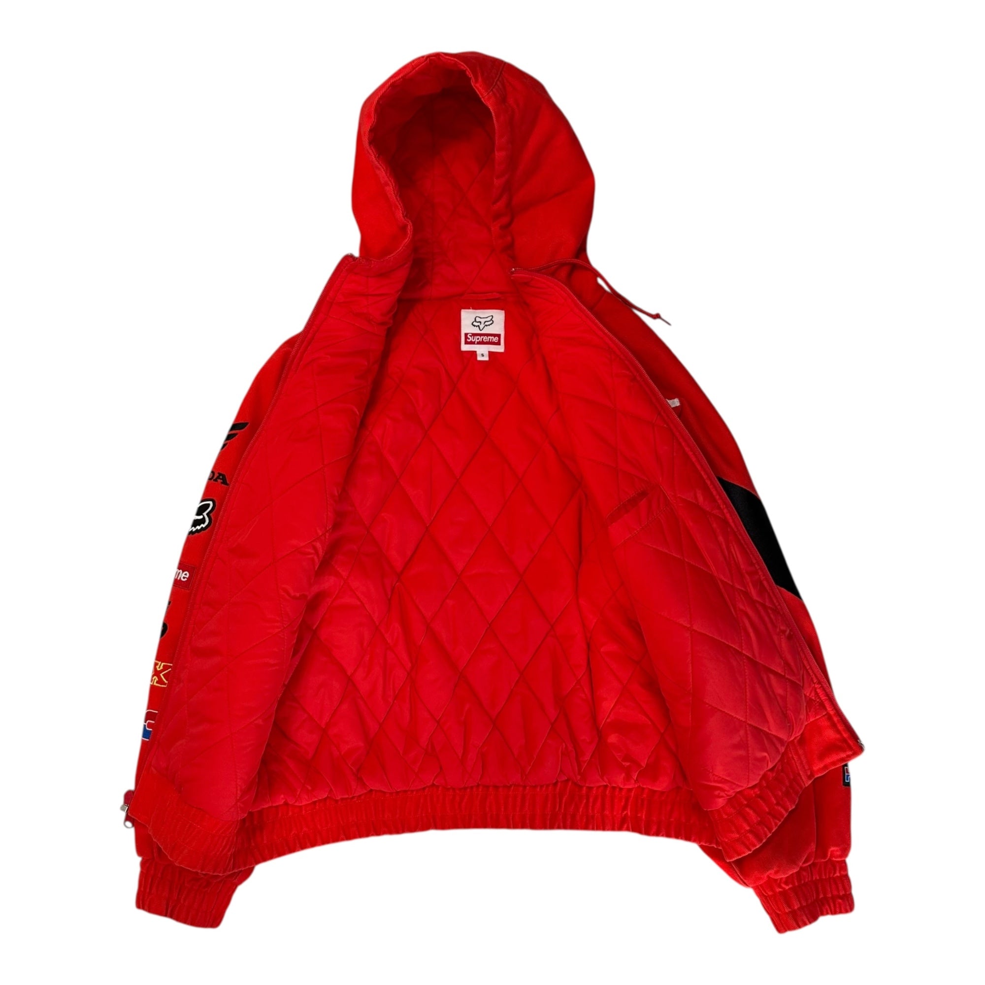 SUPREME(シュプリーム) 19AW Honda Fox Racing Puffy Zip Up Jacket ホンダ フォックス レーシング フーデッド ジップアップ ジャケット S レッド 19FW