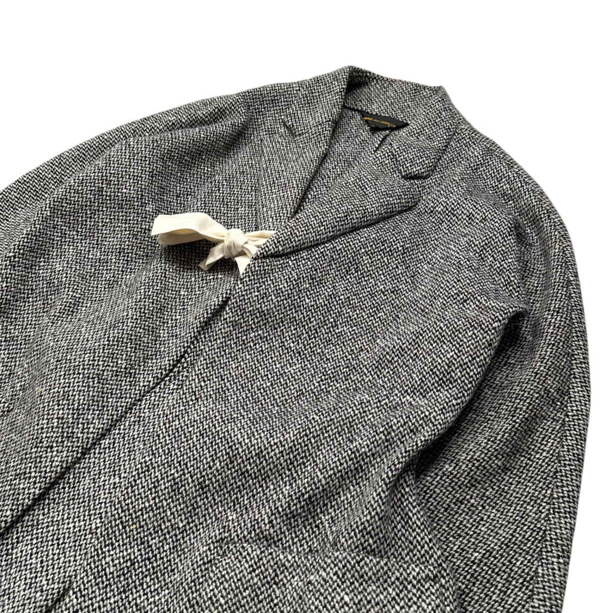 COMME des GARCONS(コムデギャルソン) 2012AW Tie-detail wool tweed jacket 紐 ツイード ウール ジャケット GJ-J065 XS ブラック×ホワイト AD2012