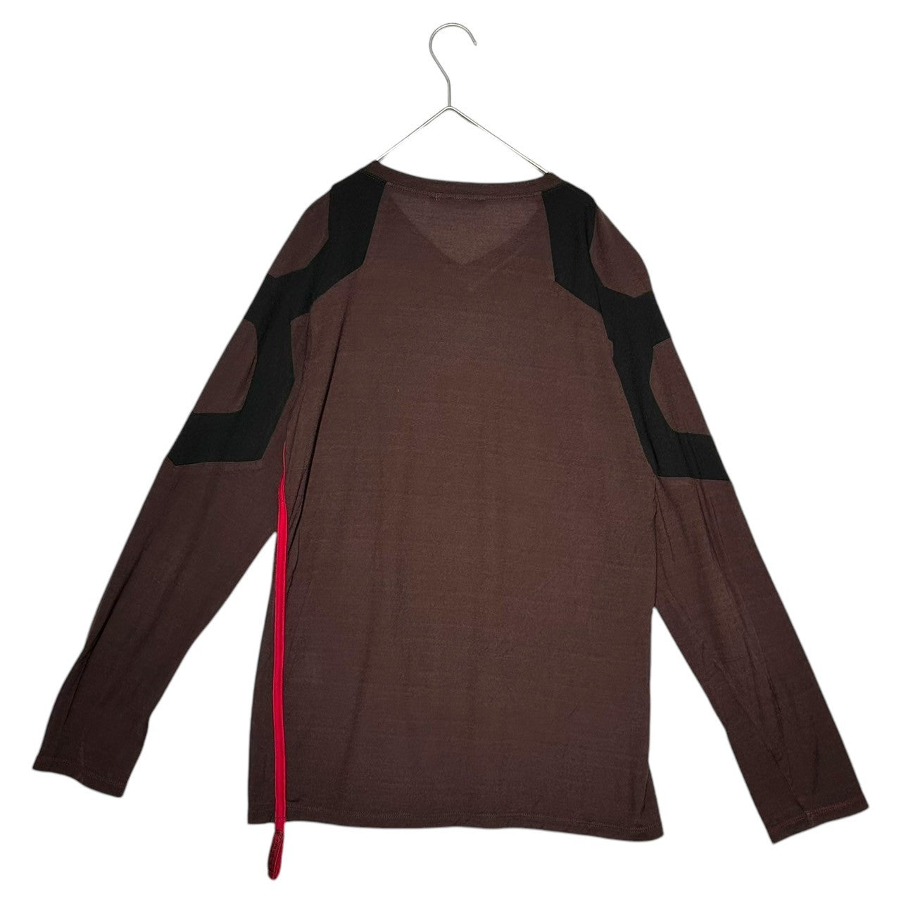 MARITHE FRANCOIS GIRBAUD(マリテフランソワジルボー) 00's Side Line Patchwork Long Sleeve Cut and Sewn 00年代 サイド ライン パッチワーク 長袖 カットソー M7-6637 M ブラウン×レッド
