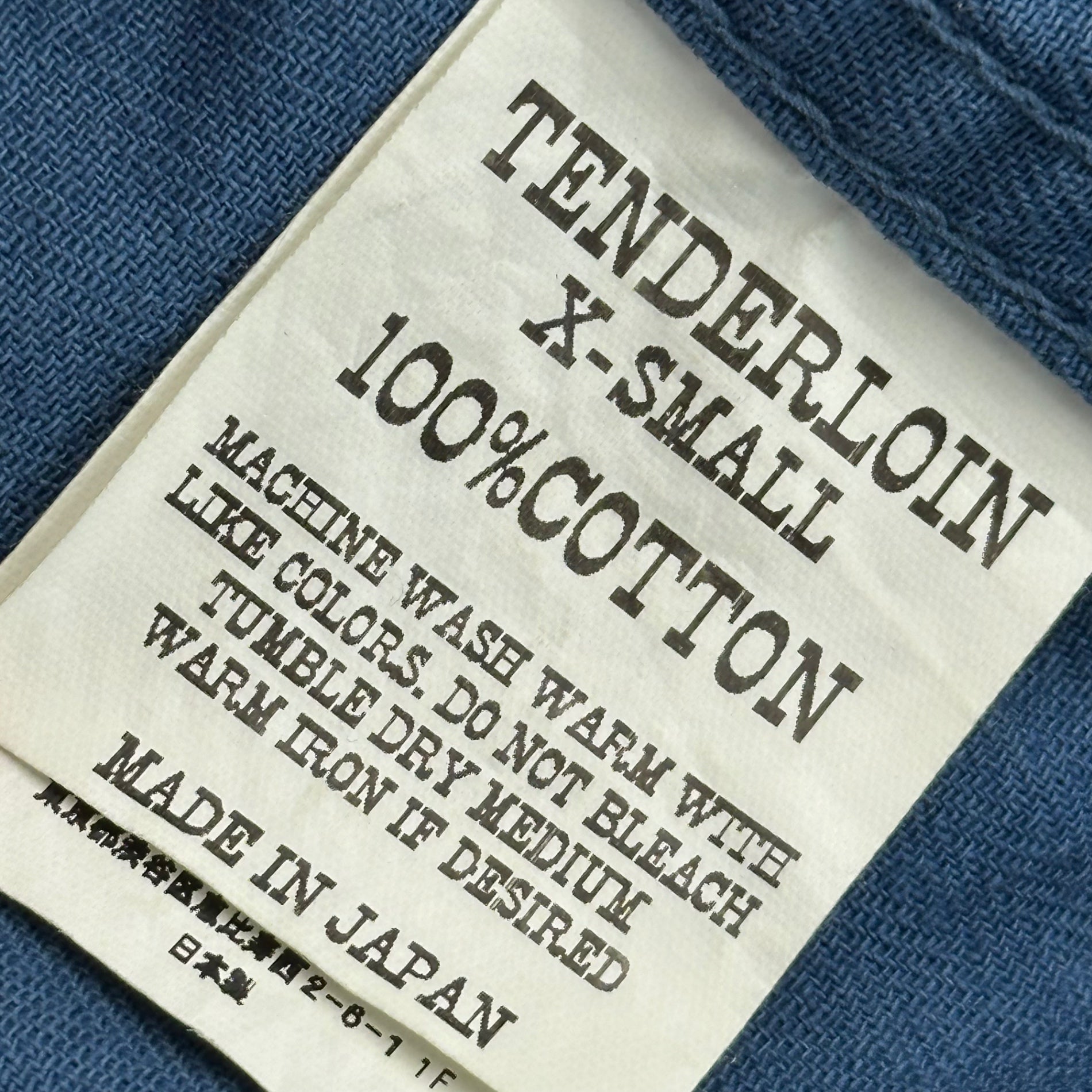 TENDERLOIN(テンダーロイン) Herringbone Chain Stitch L/S Shirt ヘリンボーン チェーンステッチ 長袖 シャツ XS ブルー アーカイブ