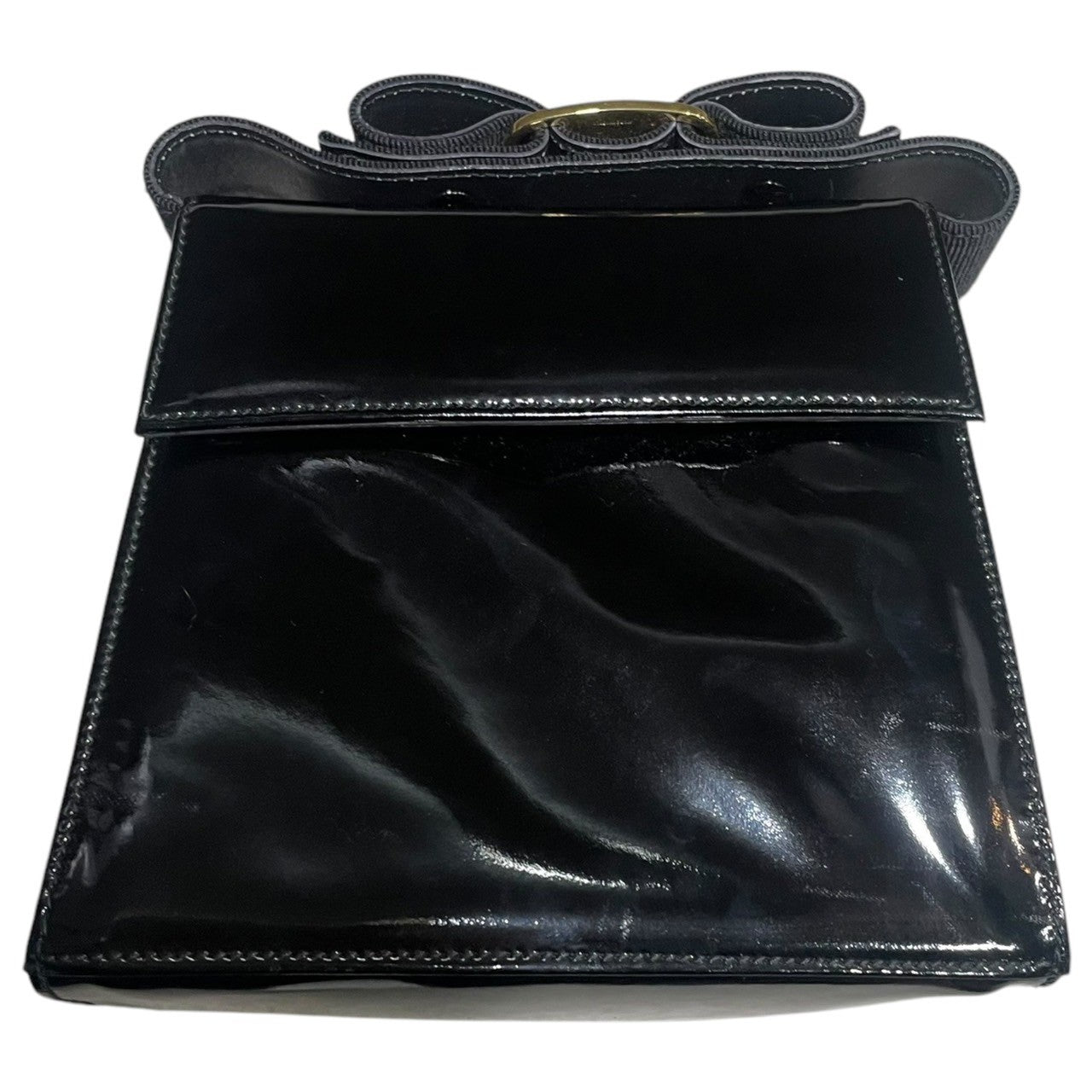 Salvatore Ferragamo(サルヴァトーレフェラガモ) Vara Ribbon Enamel Leather Hand Bag ヴァラ リボン エナメル レザー ハンド バッグ AX 21 3104 ブラック