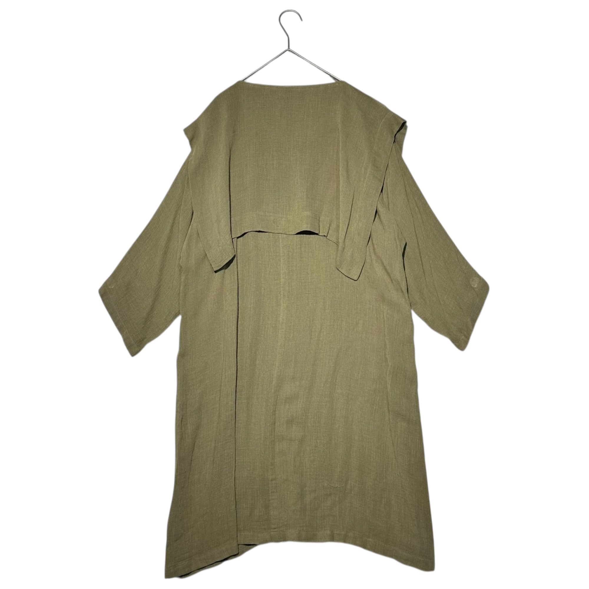 ISSEY MIYAKE(イッセイミヤケ) 70's Vintage Layered-Style Crewneck Dress 70年代 ヴィンテージ レイヤード調 クルーネック ワンピース ポケット FREE ベージュ 品質表示タグ切り取り 初期 筆タグ