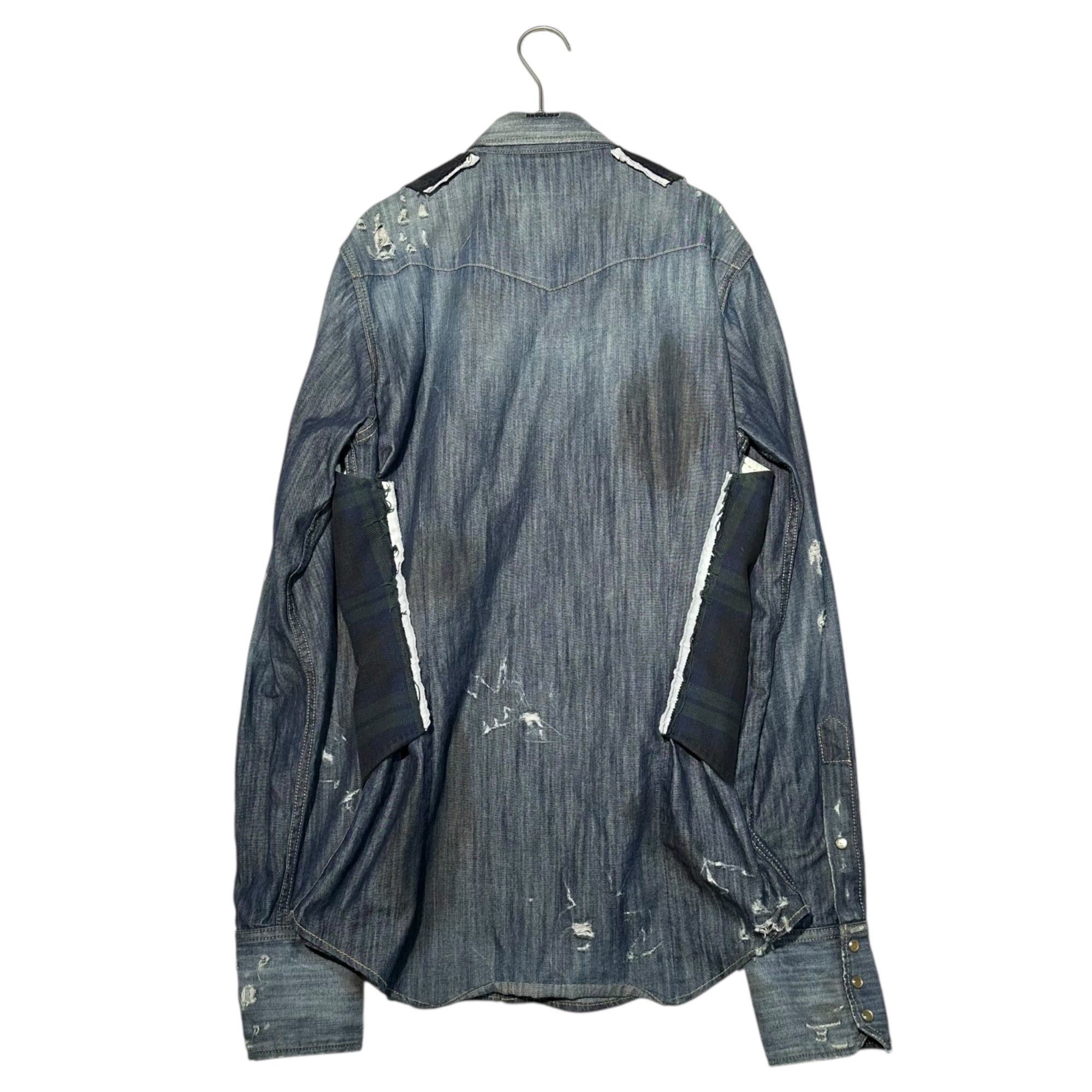 DSQUARED2(ディースクエアード) Vintage processed vest docking denim shirt ヴィンテージ加工 ベスト ドッキング デニム シャツ 46(S) インディゴ