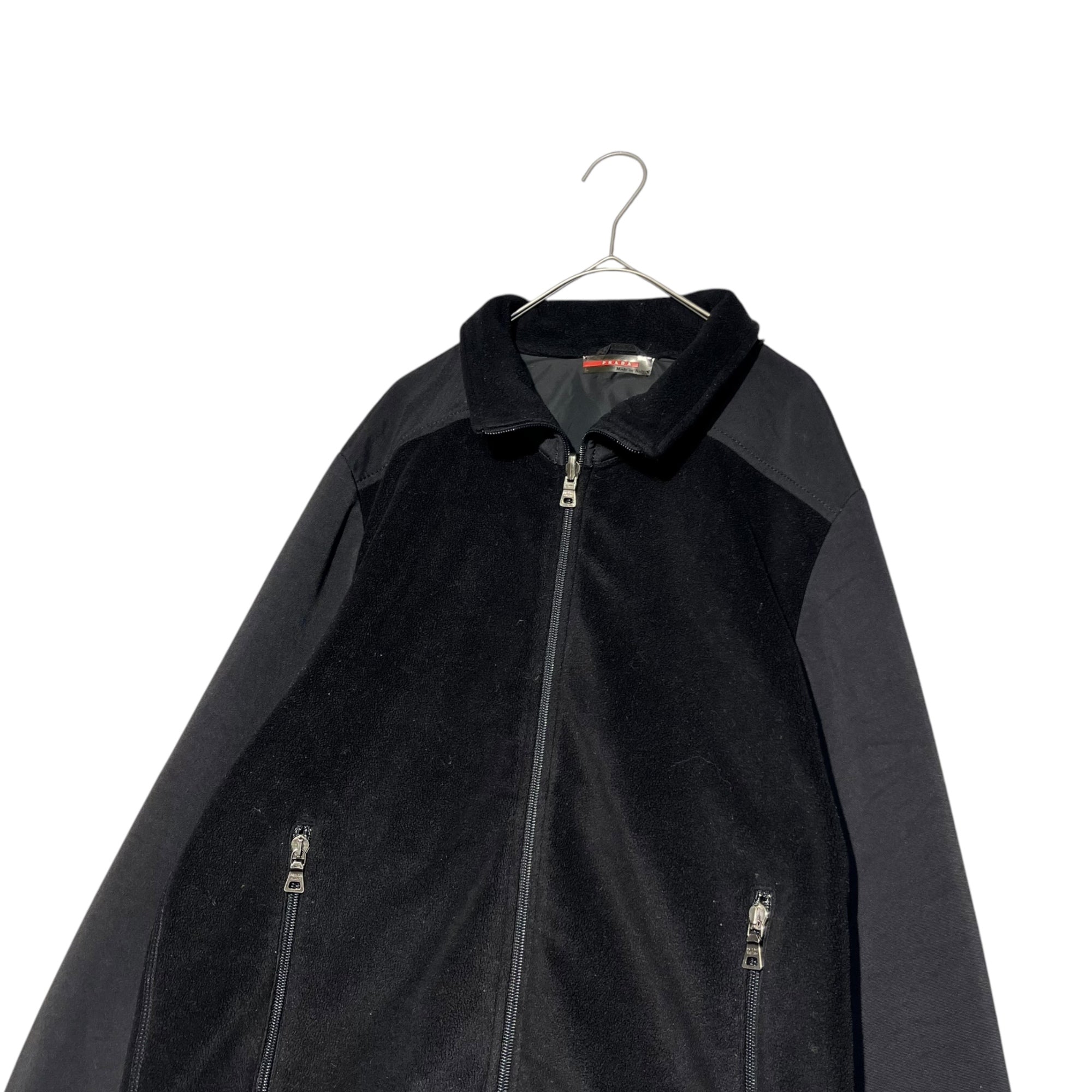 PRADA SPORT(プラダスポーツ) 00's Different fabric switching Fleece jacket 異素材 切替 フリース ジャケット 48(L程度) ブラック Y2K テック ナイロン