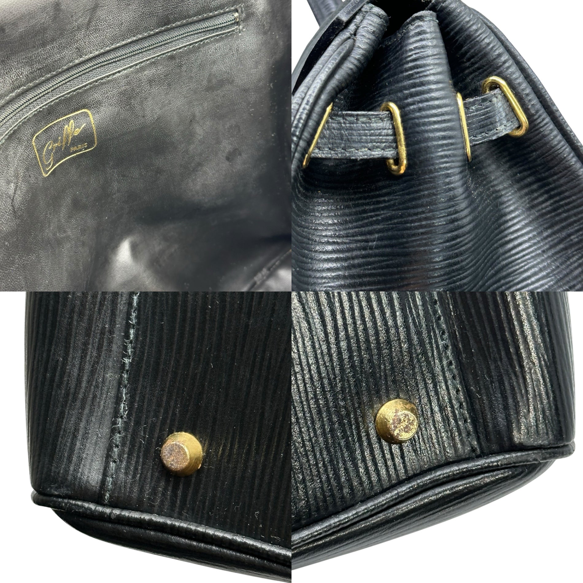 griffe(グリフ) Vintage Leather Handbag ヴィンテージ レザー ハンド バッグ ブラック ボストン