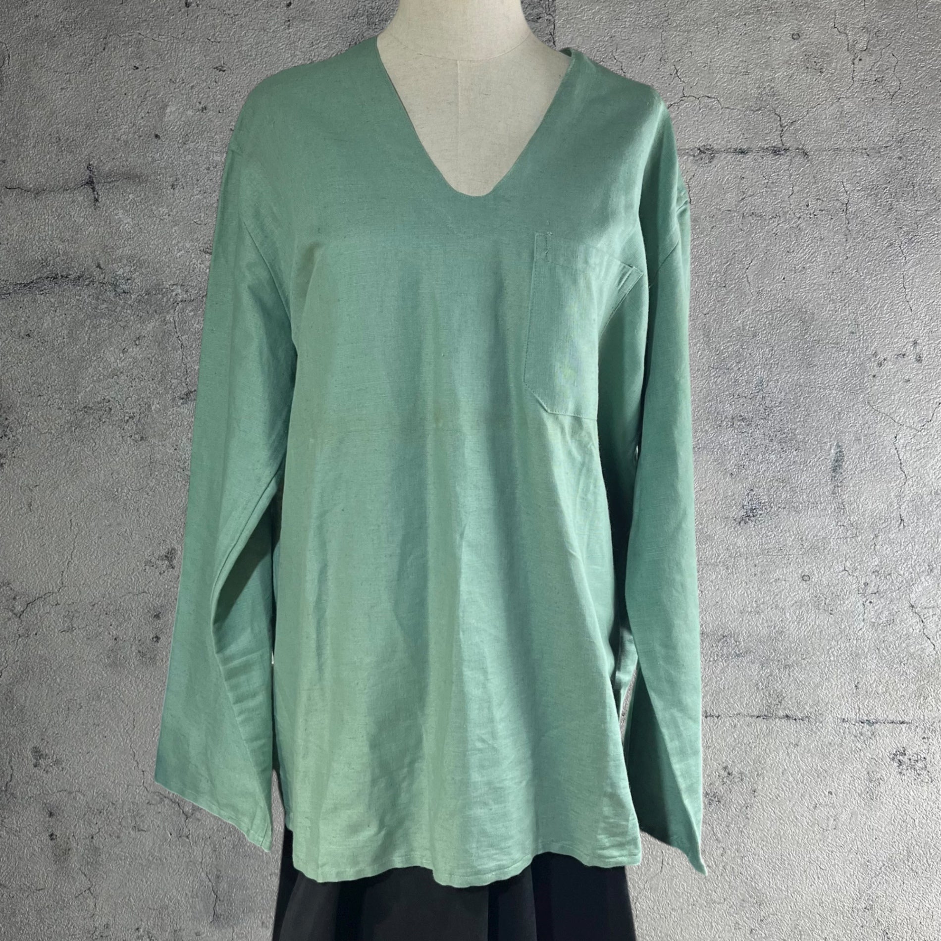 Hungarian Military(ハンガリー軍) 00's Sleep Shirt スリーピング シャツ 48(L程度) グリーン ミリタリー リネン ホスピタル ユニセックス