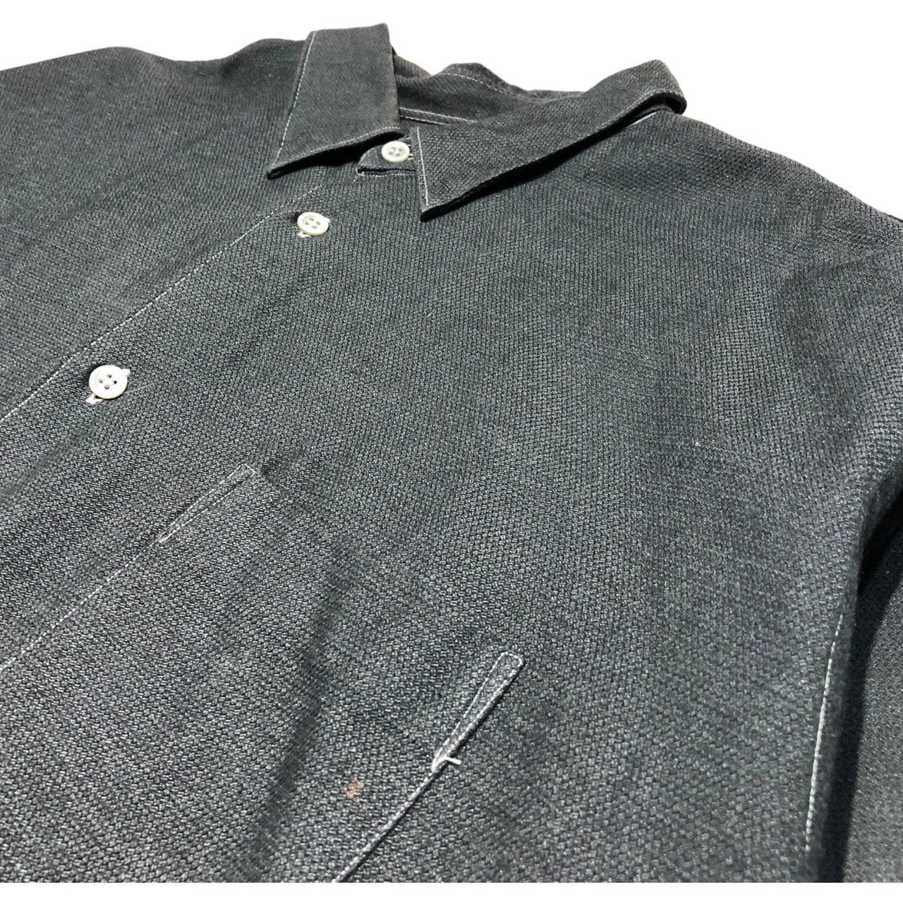 COMME des GARCONS HOMME PLUS(コムデギャルソン オムプリュス) 90's後染めホワイトステッチオーバーサイズシャツ PB-050640 SIZE:表記無し(XL程度) ブラック AD1992