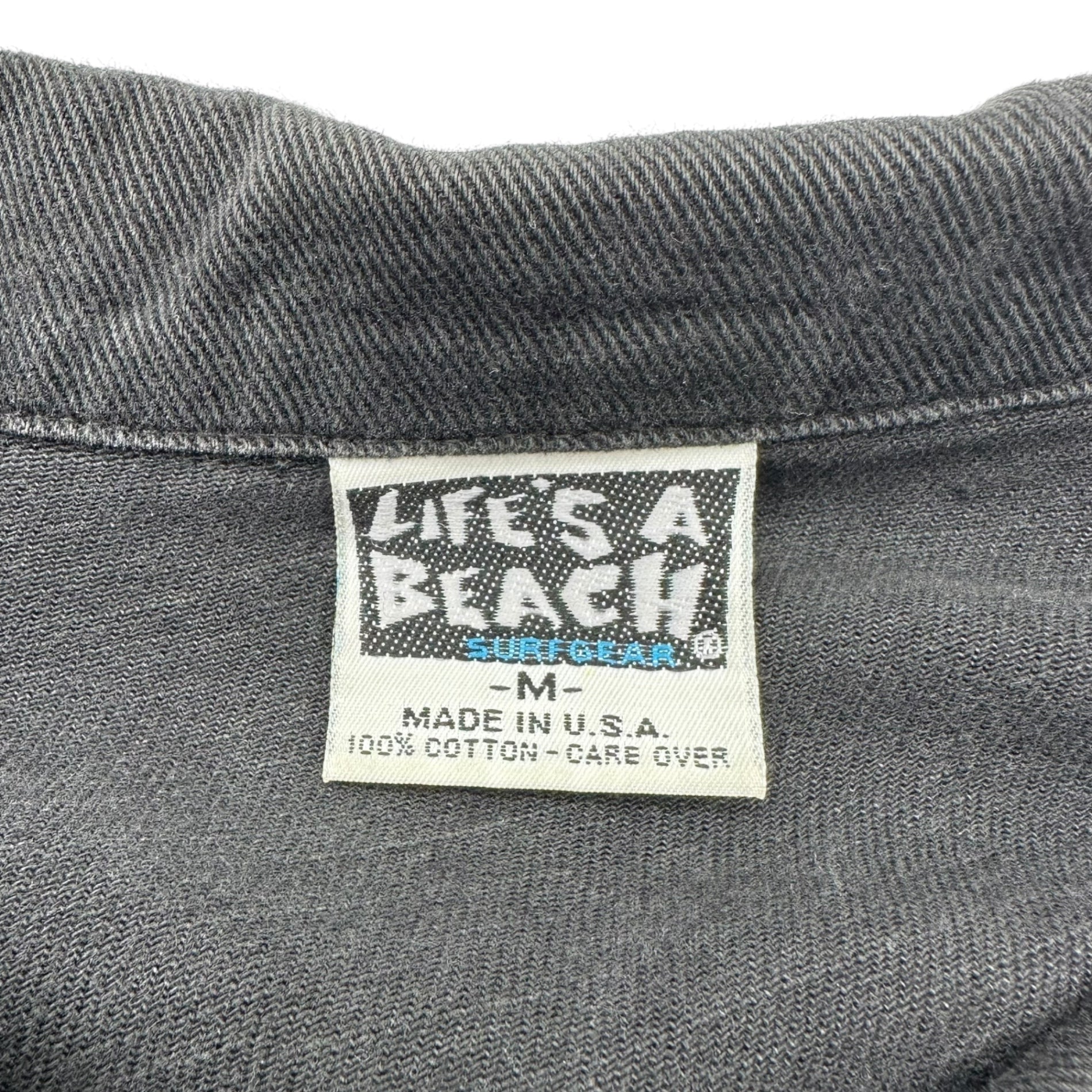 LIFE'S A BEACH(ライフイズアビーチ) 80’s VINTAGE BACK SKULL 2nd TYPE TRACKER JACKET ヴィンテージ バックスカル セカンド トラッカー ジャケット デニム M ブラック 80年代 BAD BOY バッドボーイ