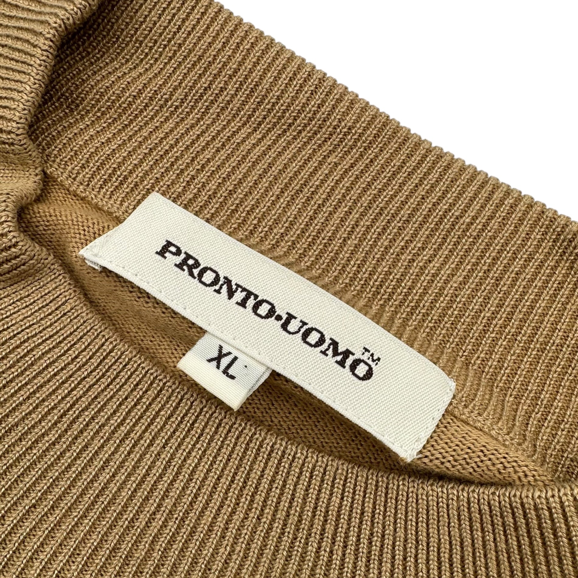 PRONTO UOMO(プロントウオモ) 90's Mock neck long sleeve knit silk blend モックネック 長袖 ニット シルク混 XL ベージュ ヴィンテージ