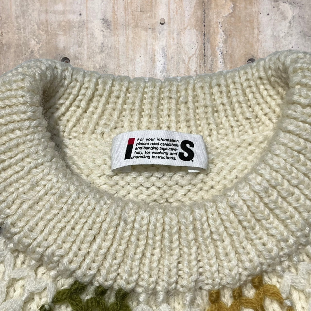 i.s. ISSEY MIYAKE(アイエス イッセイミヤケ) 90’s motif embroidery knit/刺繍ニット IS13-KN005 M マルチ IS