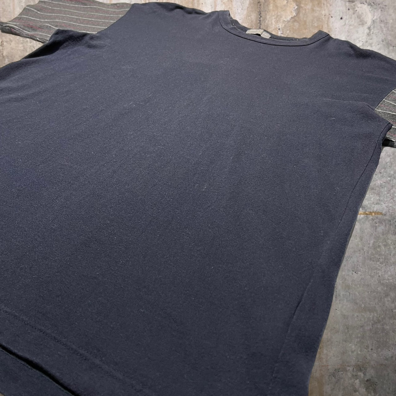 COMME des GARCONS HOMME(コムデギャルソンオム) 90's袖切替Tシャツ HT-040030 表記なし(L程度) ネイビー AD1999 田中オム