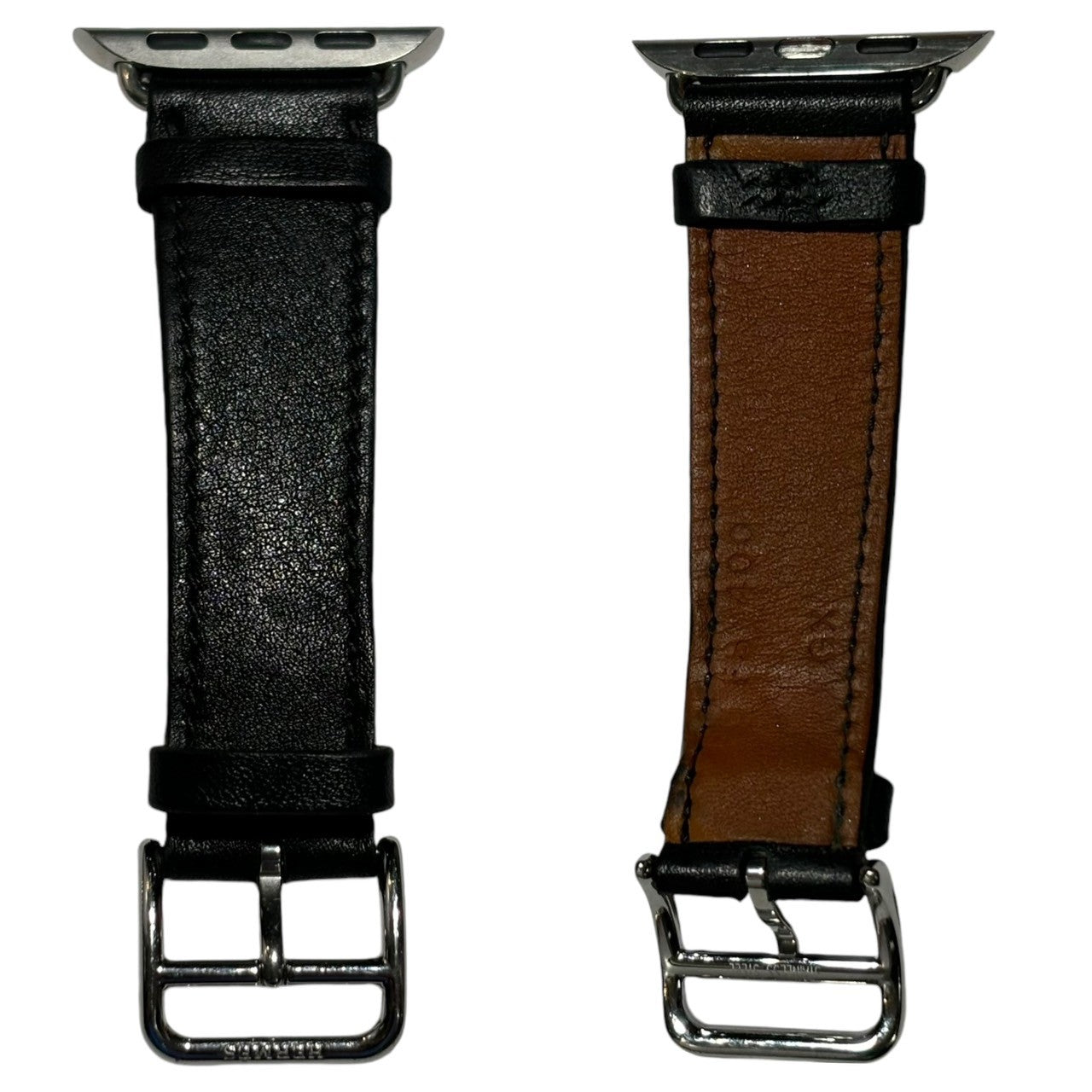 HERMES(エルメス) Apple watch ヴォースウィフト ドゥブルトゥール グルメット メタル 38mm~41mm対応 ブラック×シルバー U刻印 シルバー金具 アップルウォッチ用 チェーンベルト 腕時計