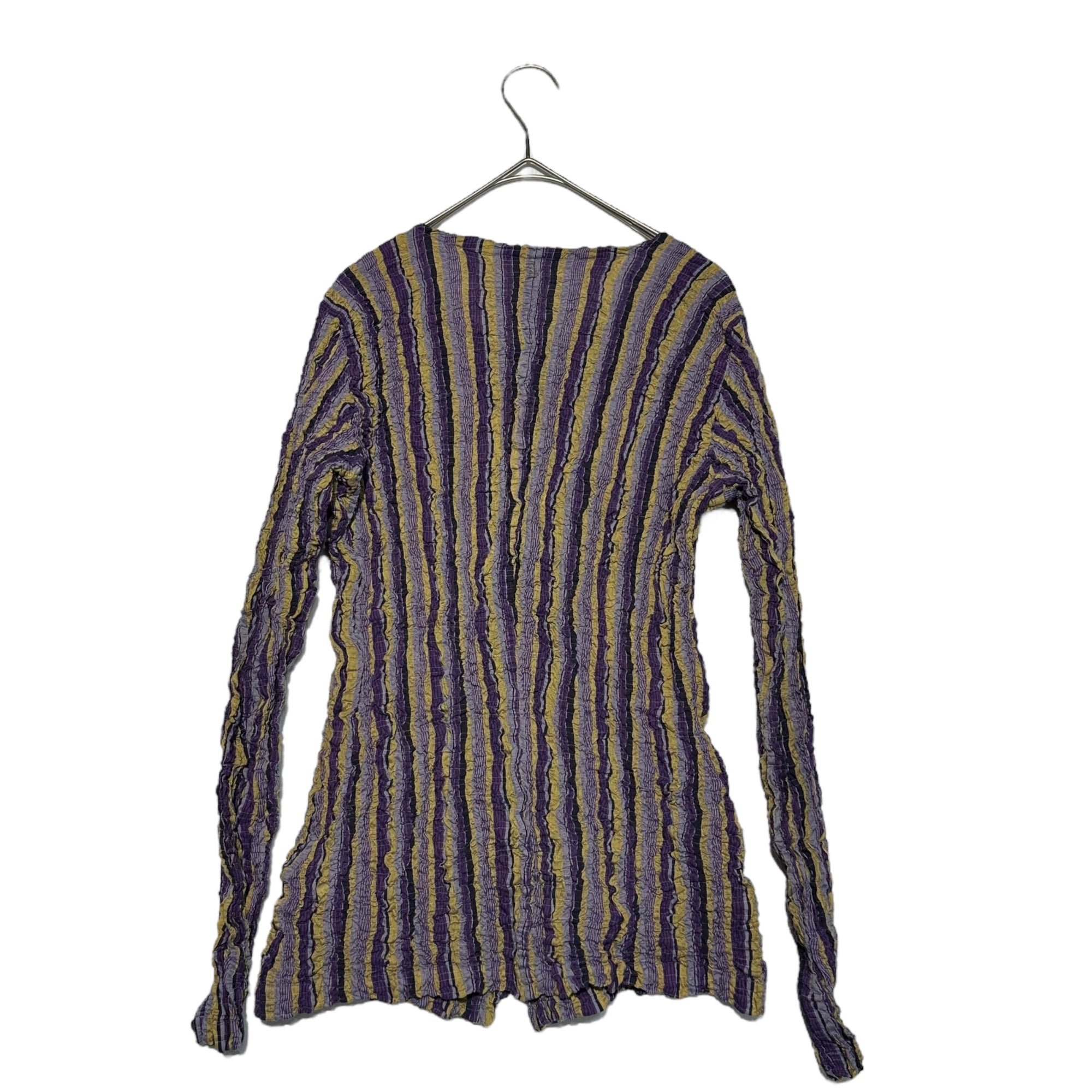 me ISSEY MIYAKE(ミーイッセイミヤケ) Wrinkled check cardigan シワ加工 チェック カーディガン プリーツ MI34FO501 FREE パープル