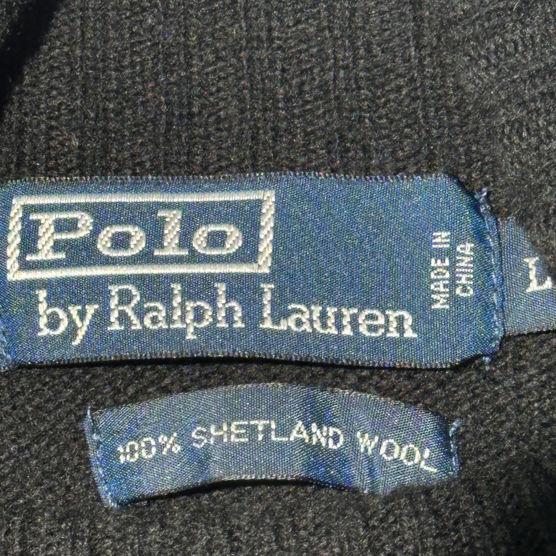 POLO RALPH LAUREN(ポロラルフローレン) Shetland Wool Turtleneck Knit シェットランド ウール タートルネック ニット LL ブラック×レッド インパクト21期