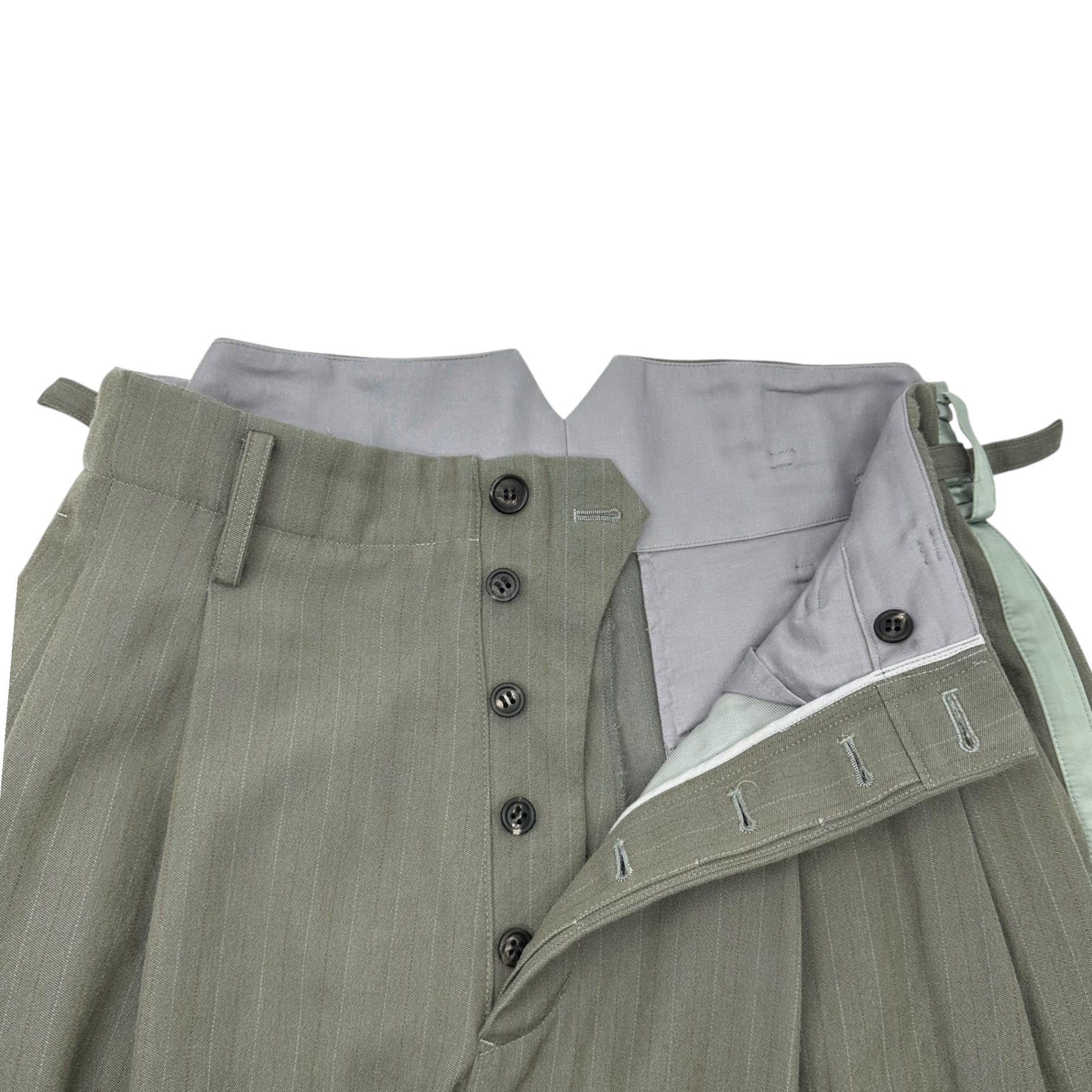 SOSHIOTSUKI(ソウシオオツキ) 22AW OVERSIZED DOUBLE SMOKING JACKET SET UP オーバーサイズ ダブル スモーキング ジャケット セットアップ S22AW05JKT / S22AW09PT JKT:44/PTS:46 グレー×グリーン スラックス 上下