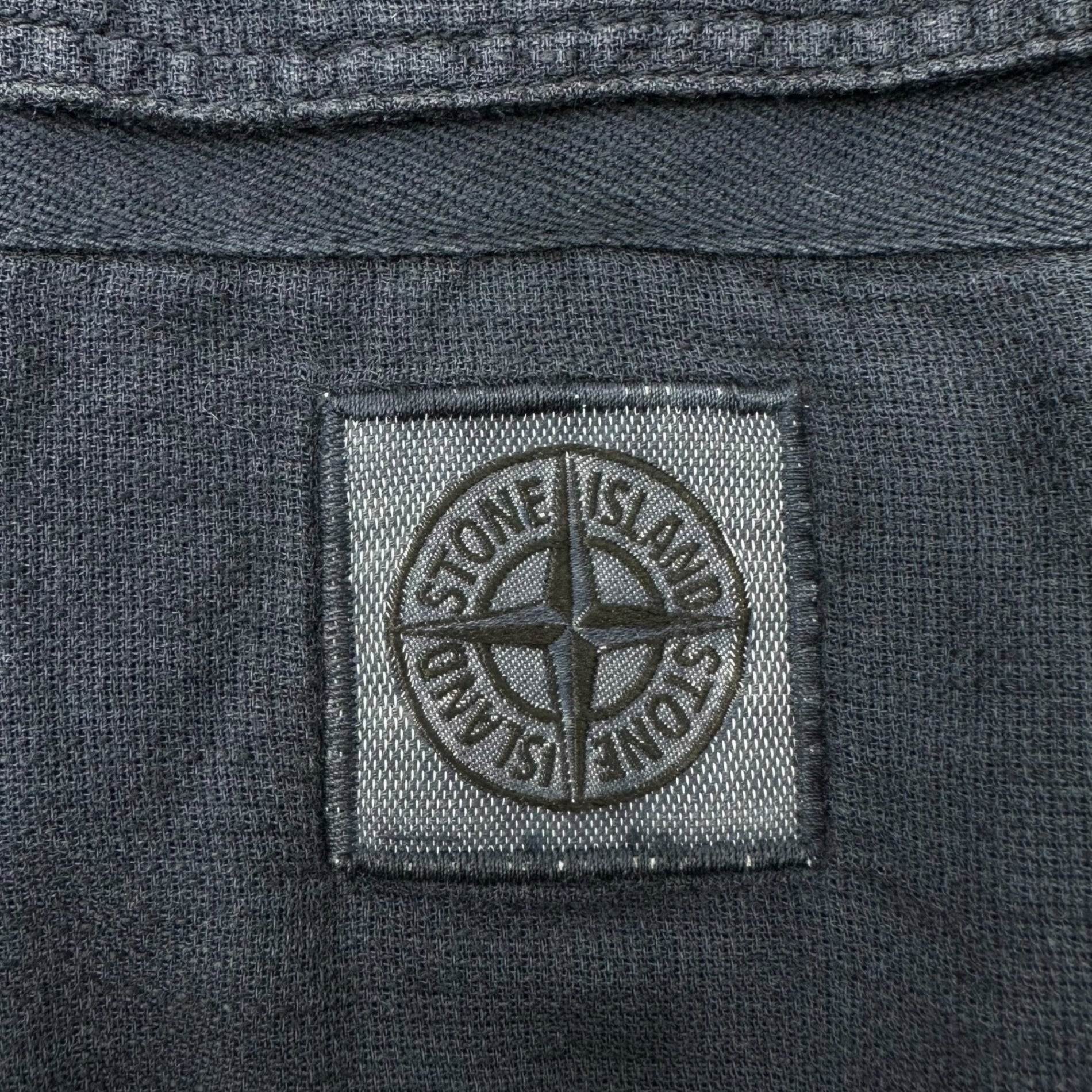 STONE ISLAND(ストーンアイランド) 13SS Front Logo Cotton Linen S/S Shirt フロント ロゴ コットン リネン 半袖 シャツ 581511704 M ネイビー
