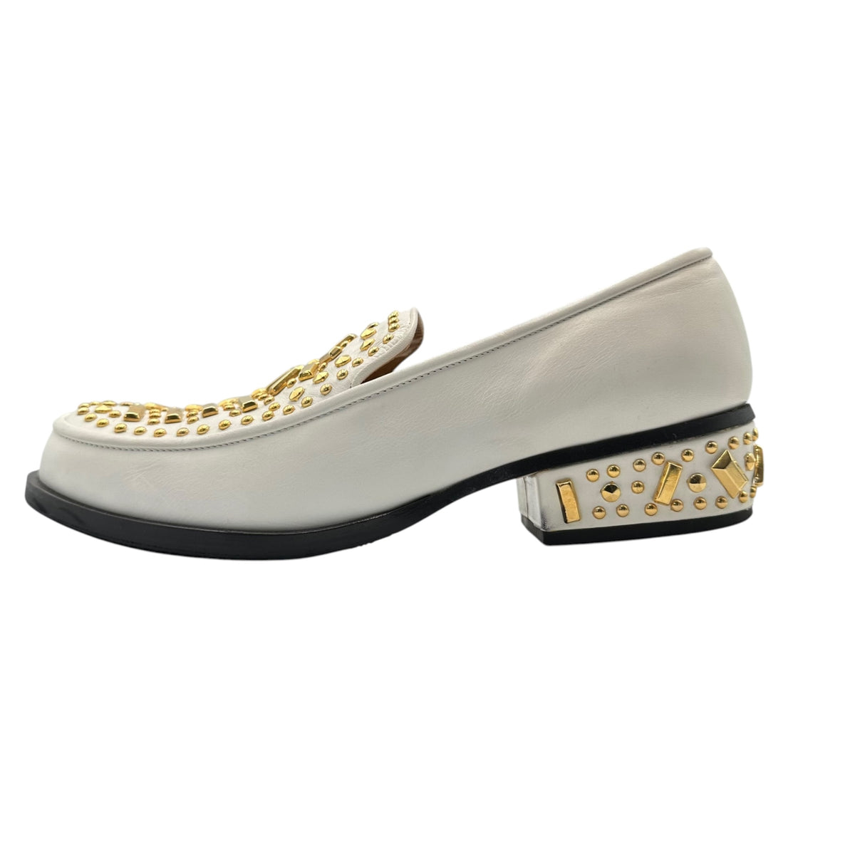 COMME des GARCONS HOMME PLUS(コムデギャルソンオムプリュス) 2007SS ”Golden boy” Studded Loafers ゴールデンボーイ スタッズ ローファー PS-K103 25cm ホワイト 00's 革靴 レザー