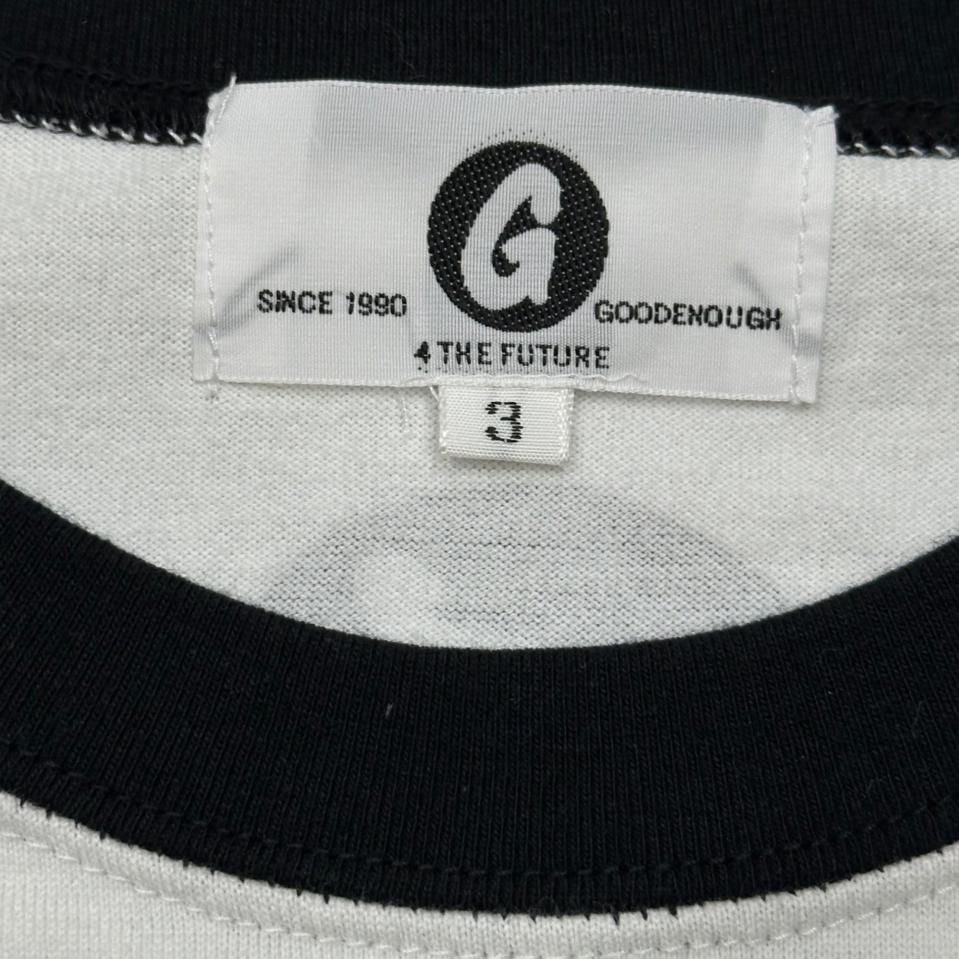 GOODENOUGH(グッドイナフ) Glam G One-Point Logo 7/8 Sleeve Raglan T-Shirt グラムG ワンポイント ロゴ 7分袖 ラグラン Tシャツ 3(L程度) ブラック×ホワイト