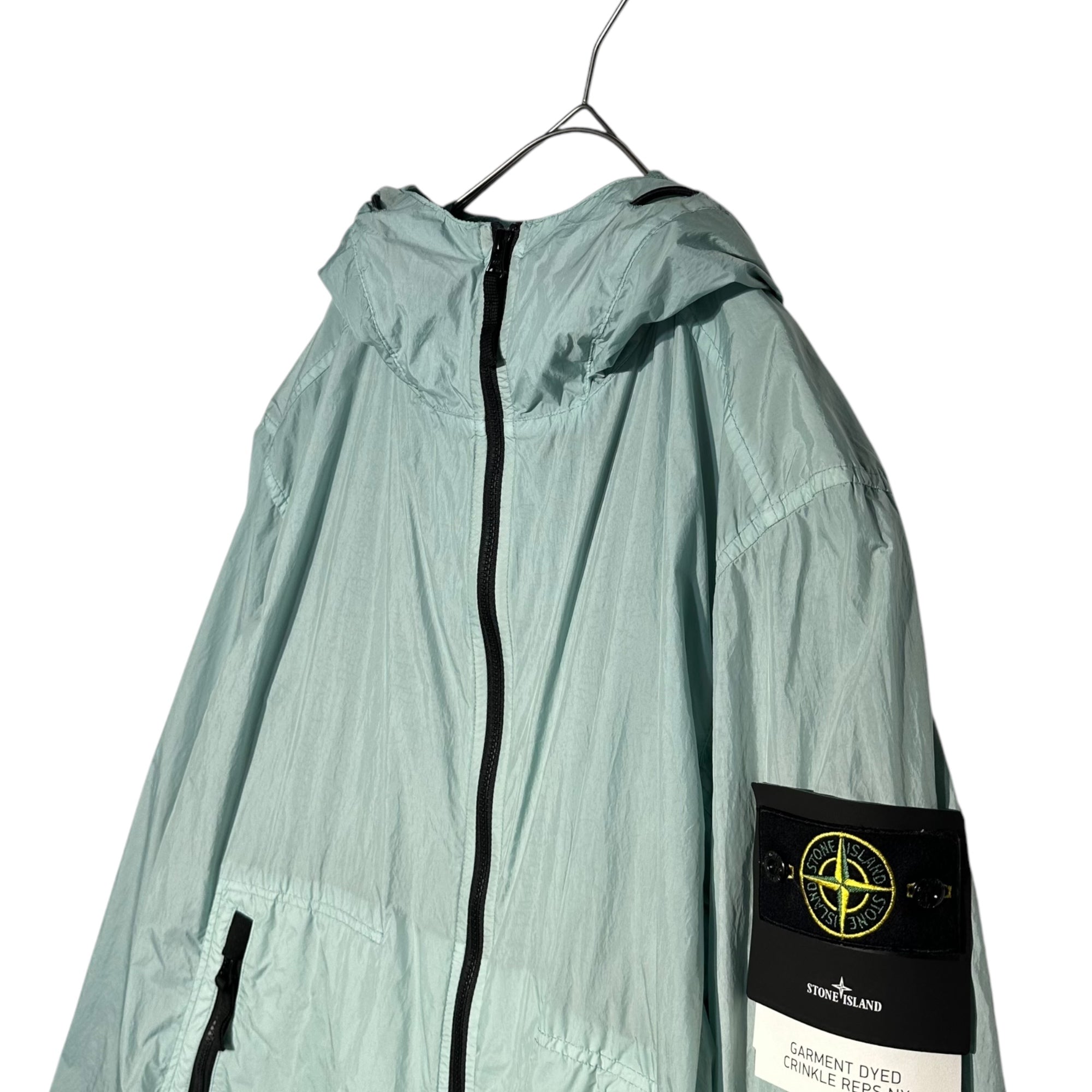 STONE ISLAND(ストーンアイランド) 23SS Crinkle Reps NY Hooded Jacke クリンクル レップス ナイロン フーデッド ジャケット 781540522 XL ライトブルー マウンテンパーカー ガーメントダイ
