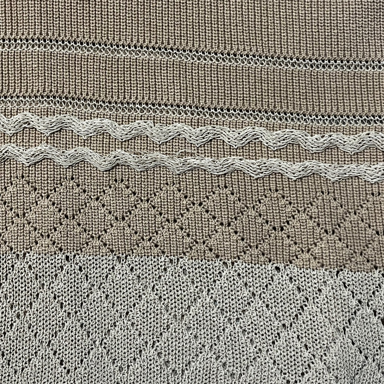 mame kurogouchi(マメクロゴウチ) 20SS Mixed Knitted Fabric Sleeveless Tops Vネック ニット ベスト ノースリーブ カットソー MM20PS-KN716 1(S程度) ベージュ