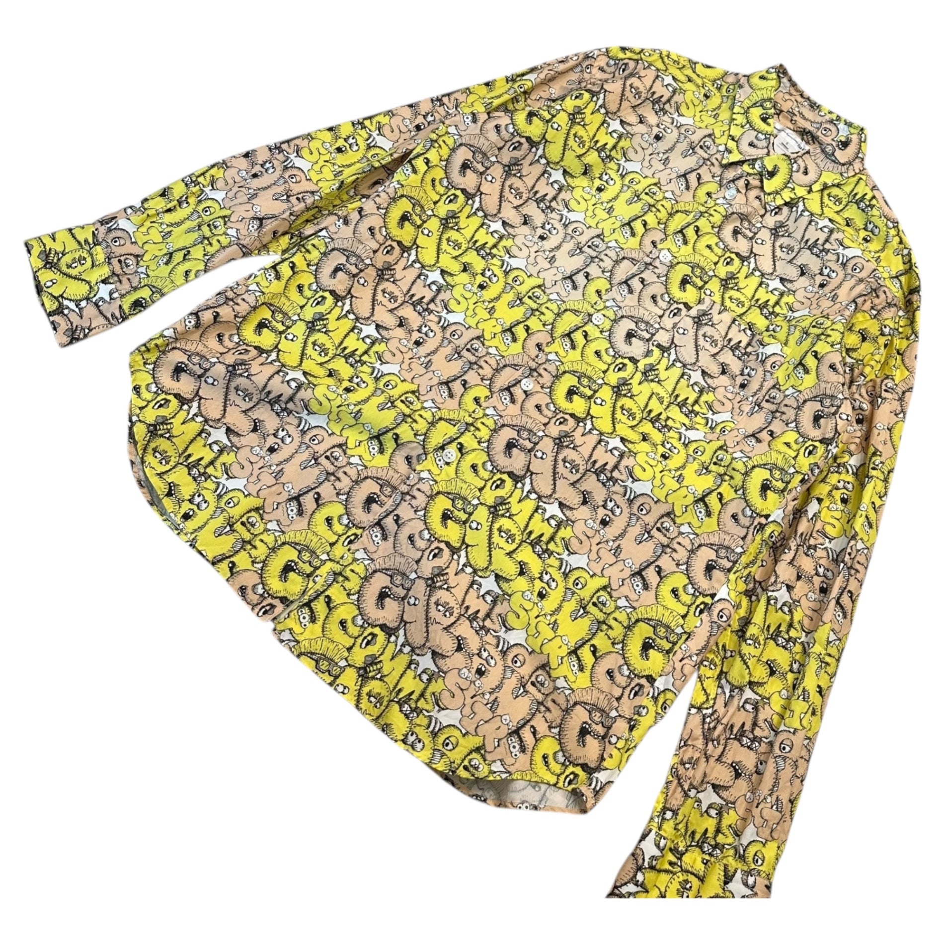 COMME des GARCONS SHIRT×KAWS(コムデギャルソンシャツ×カウズ) 21AW KAWS-Graphic L/S Shirt グラフィック 長袖 シャツ FH-B031 S イエロー×ピンク