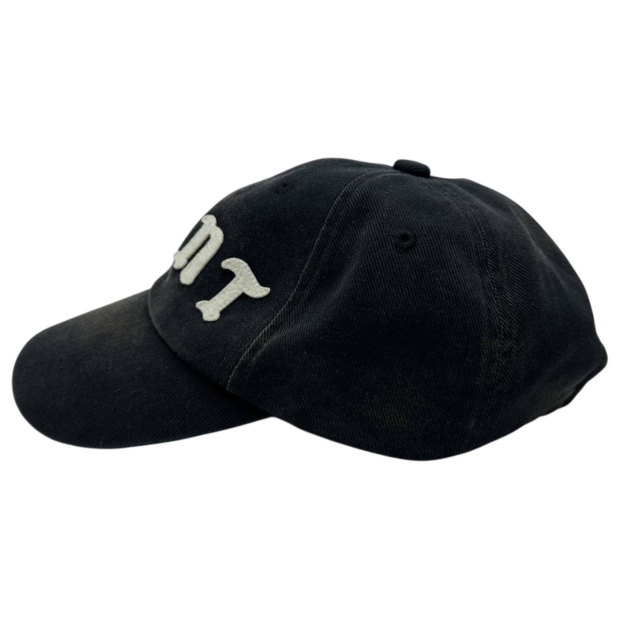 SAINT MICHAEL(セントマイケル) 25SS 6PANEL CAP / SAINT / BLACK ヴィンテージ 加工 ロゴ キャップ SM-HR-0000-179 OS ブラック 帽子