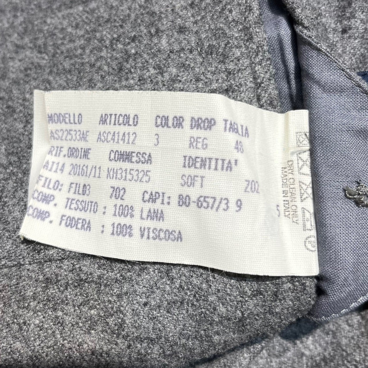 LARDINI(ラルディーニ) DOUBLE BREAST WOOL TAILORED JACKET ダブル ブレスト ウール テーラード ジャケット 48(L程度) グレー ドレス スーツ ブートニエール付き