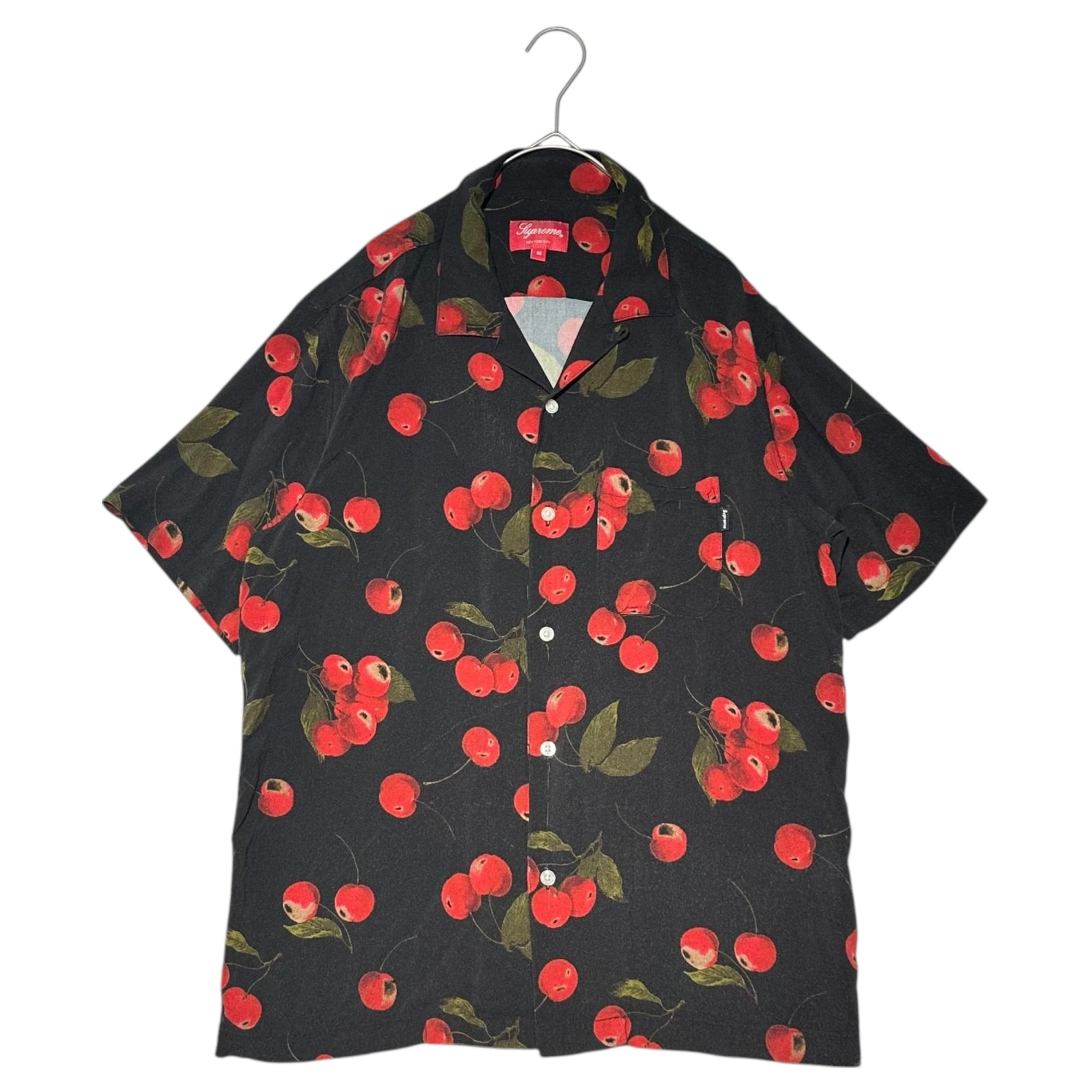 SUPREME(シュプリーム) 19SS cherry rayon shirt チェリー レーヨン シャツ 開襟 M ブラック×レッド