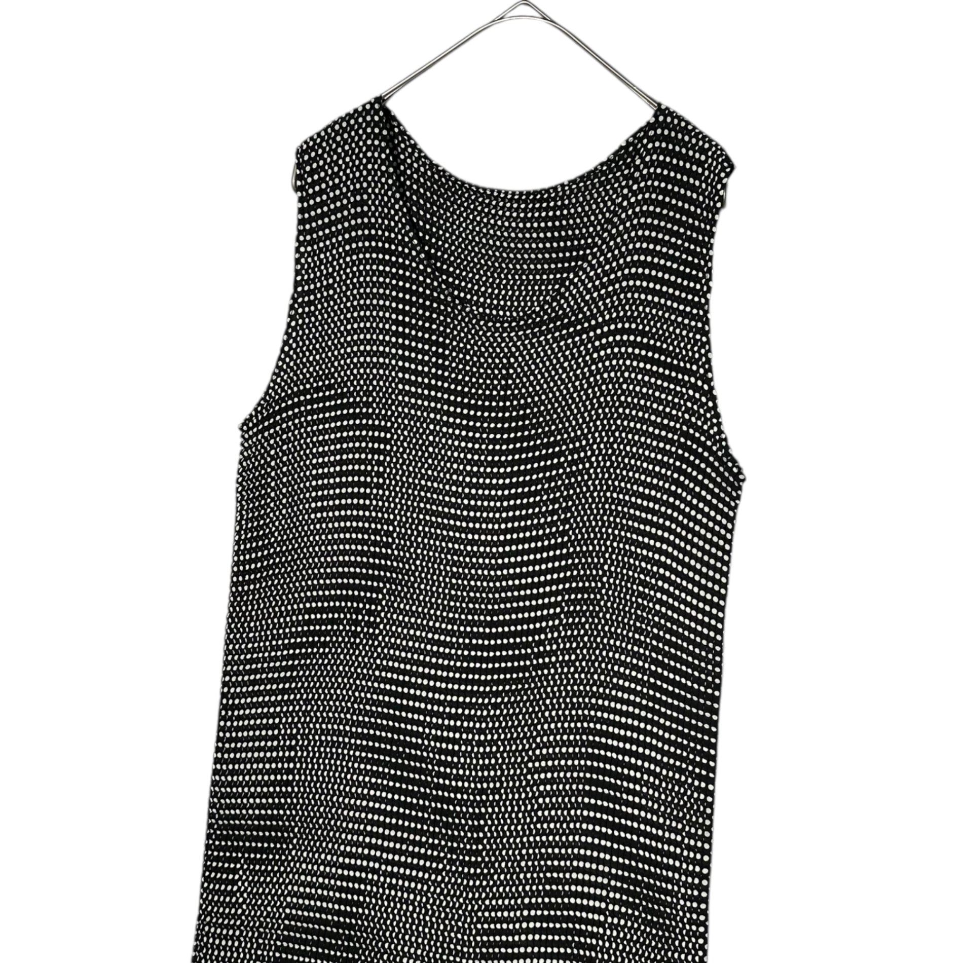 ISSEY MIYAKE(イッセイミヤケ) 90's dot pattern pleated sleeveless dress/ドット柄プリーツノースリーブワンピース/ヴィンテージ IM61-FH914 SIZE L ブラック×ホワイト 銀タグ 90年代
