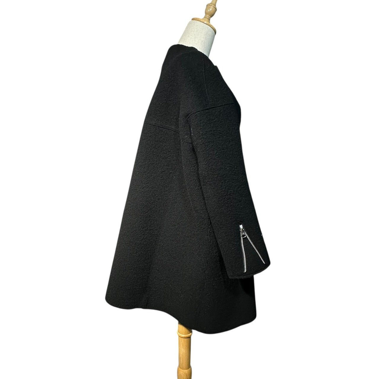 COMME des GARCONS JUNYA WATANABE(コムデギャルソンジュンヤワタナベ) 17AW Three-dimensional flare melton collarless coat/立体フレアノーカラーメルトンコート/ウール JT-J050 S ブラック AD2017