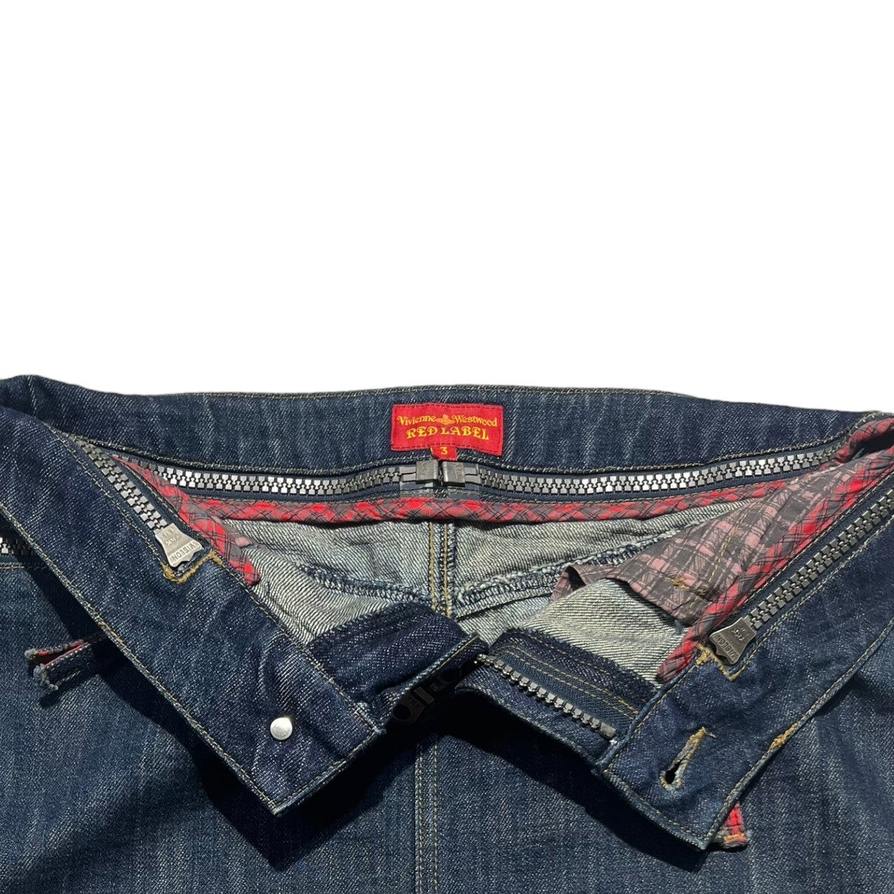 Vivienne Westwood RED LABEL(ヴィヴィアンウエストウッドレッドレーベル) 00's Orbro logo zip denim mini skirt オーブ ロゴ ジップ デニム ミニ スカート 357-01-23005 3(L程度) インディゴ Y2K