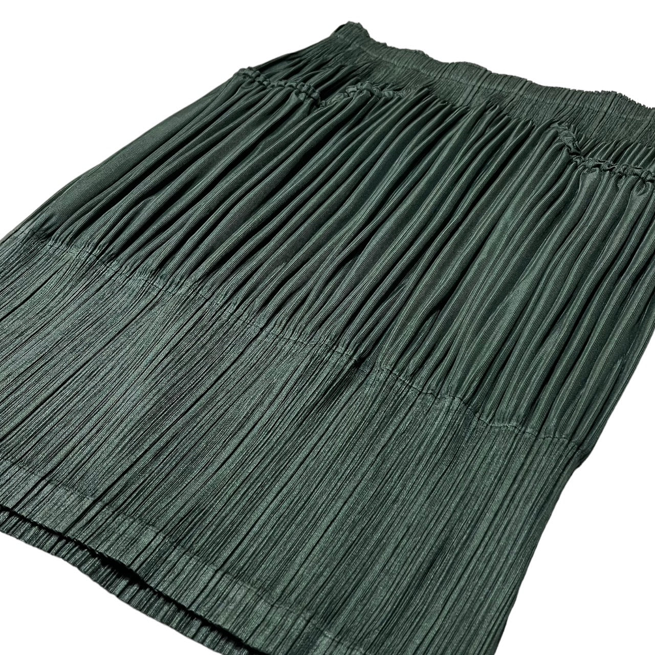PLEATS PLEASE(プリーツプリーズ) 08AW Big pocket balloon pleated skirt/プリーツスカート/プリーツ消し加工/ビックポケット PP83-JG442 5(XLサイズ程度) ダークグリーン