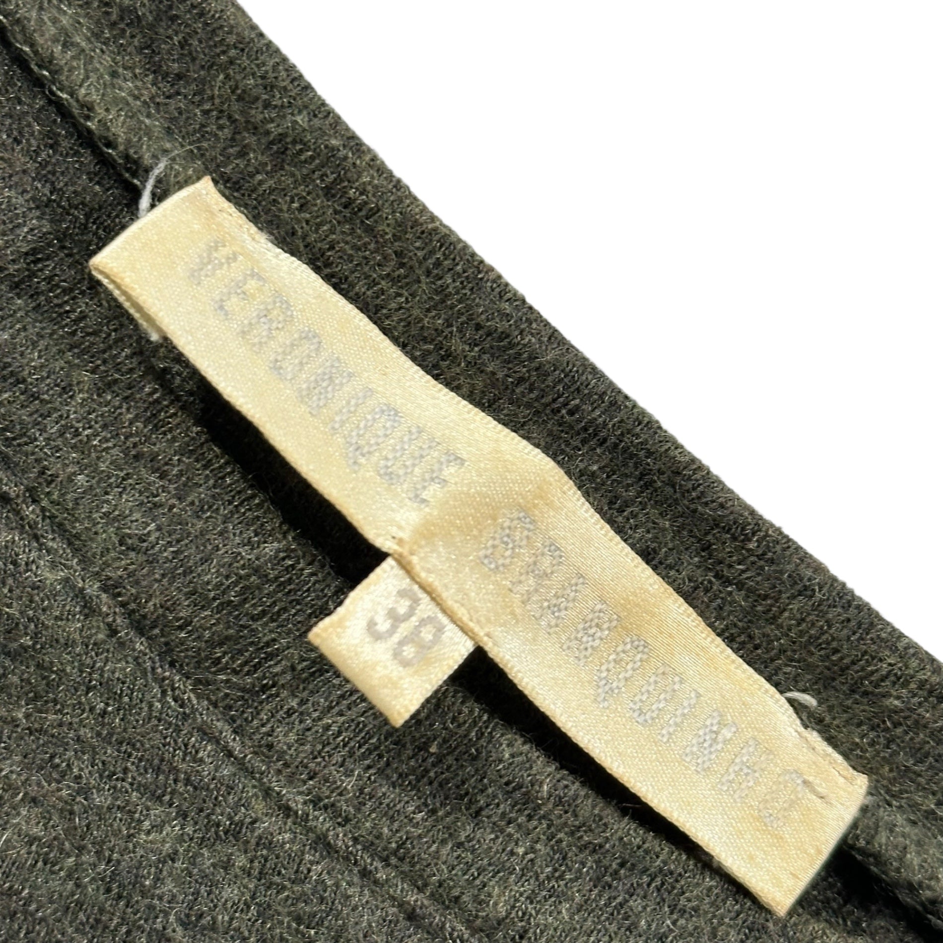 VERONIQUE BRANQUINHO(ヴェロニクブランキーノ) 00's Wool Gathered Knit Top ウール ギャザー カットソー 1028-17175 38(M程度) カーキ ブラウス