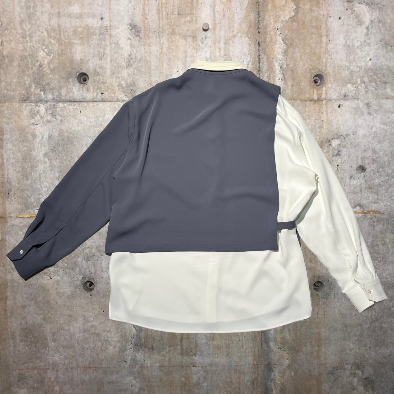 CULLNI(クルニ) 22SSコンビネーションシャツ/ドッキングシャツ 22-SS-005 2(Mサイズ程度) グレー×ホワイト